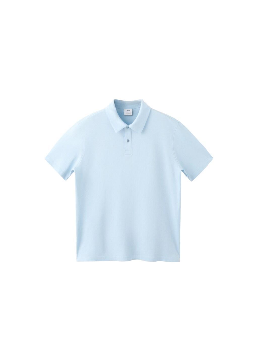 Blue Lt Pastel Plain 100% Cotton Polo, Light-Pastel Blue, large image number 6