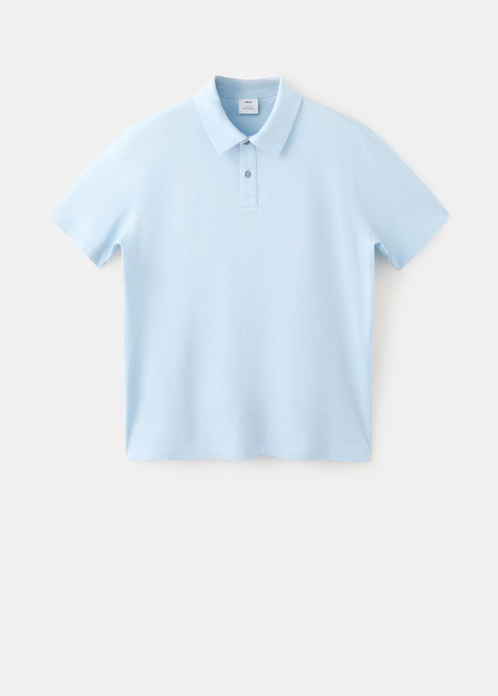 Blue Lt Pastel Plain 100% Cotton Polo, Light-Pastel Blue, large image number 7
