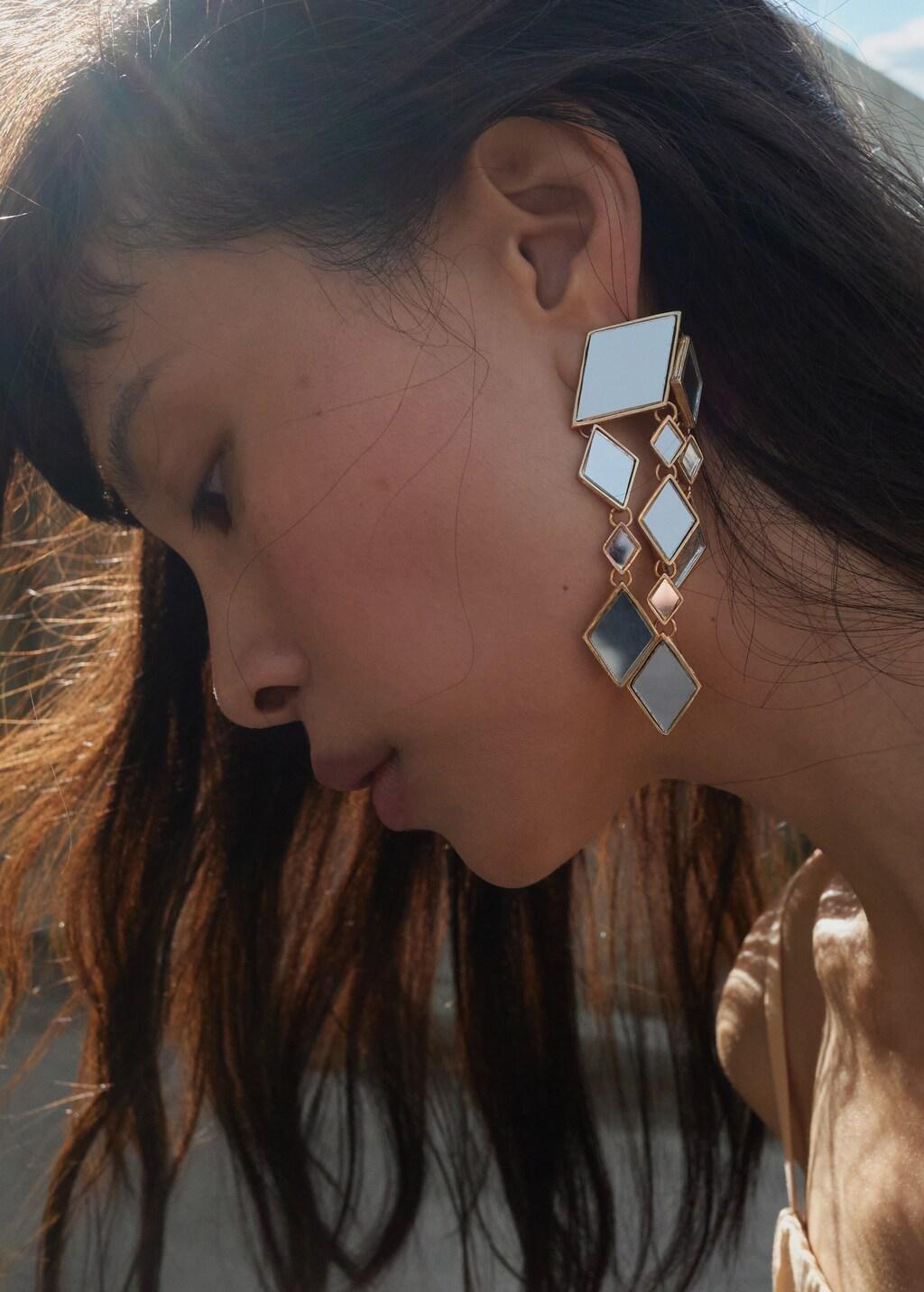 Gold Crystal Waterfall Earrings, Gold, medium
