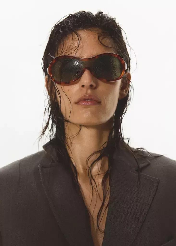 Brown Tortoiseshell Effect Frame Sunglasses, Dark Brown, large image number 4