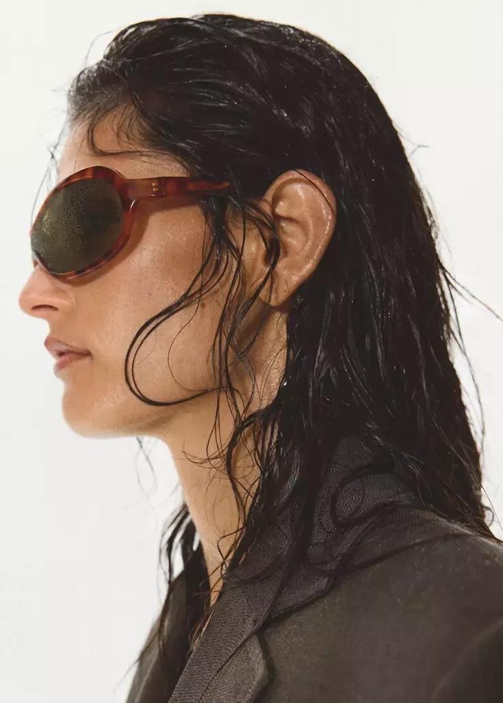 Brown Tortoiseshell Effect Frame Sunglasses, Dark Brown, large image number 5