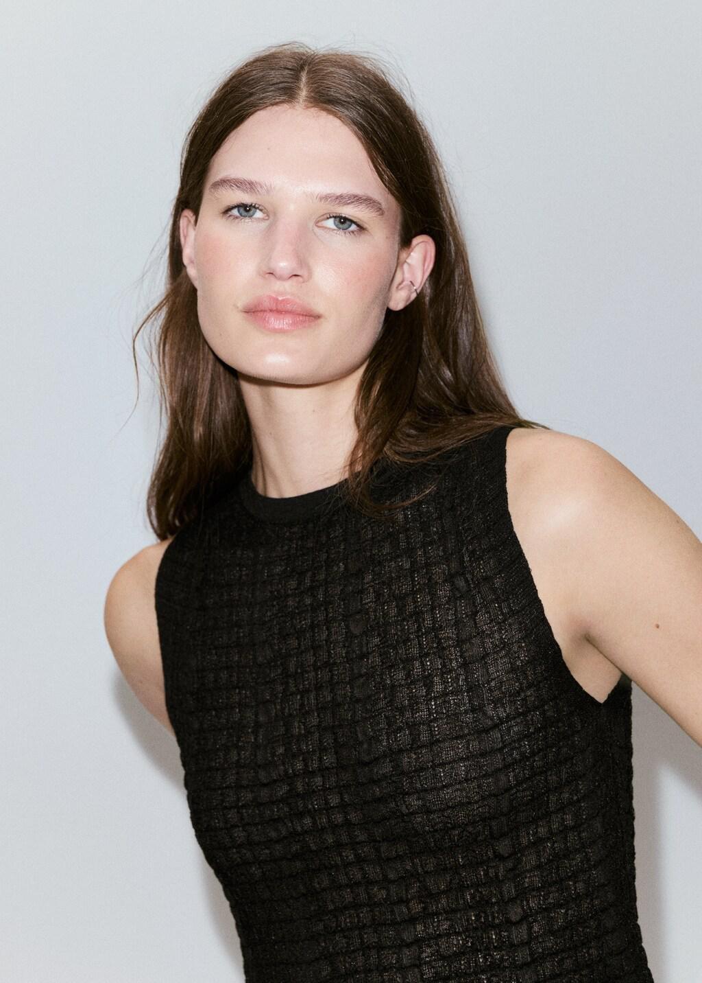 BLACK Semi-transparent ruched top, Black, large image number 3