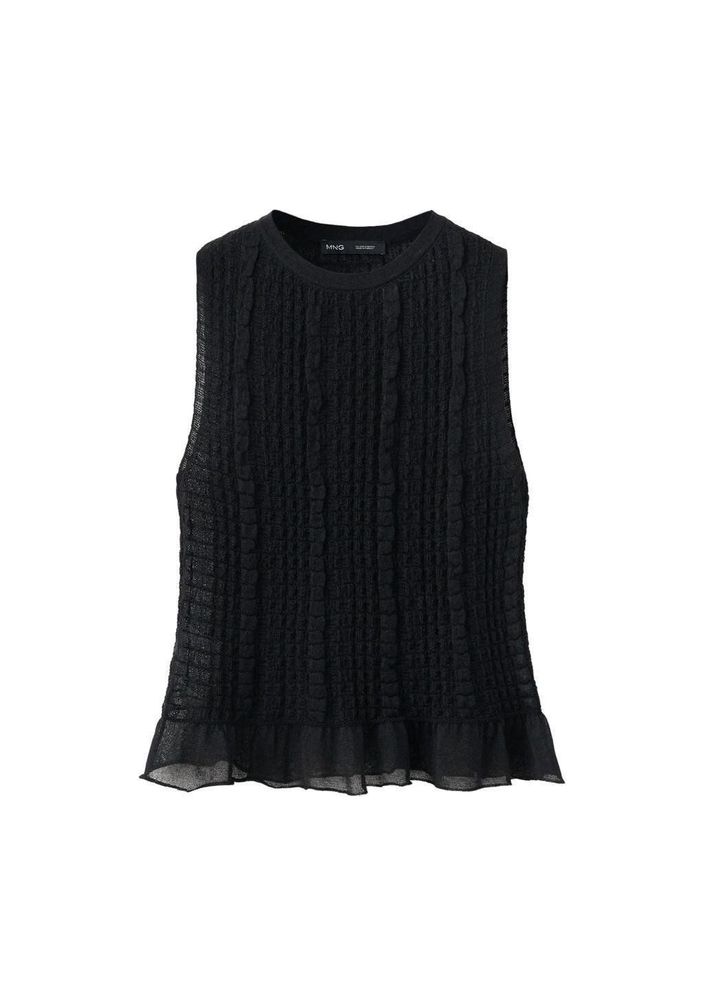 BLACK Semi-transparent ruched top, Black, large image number 6