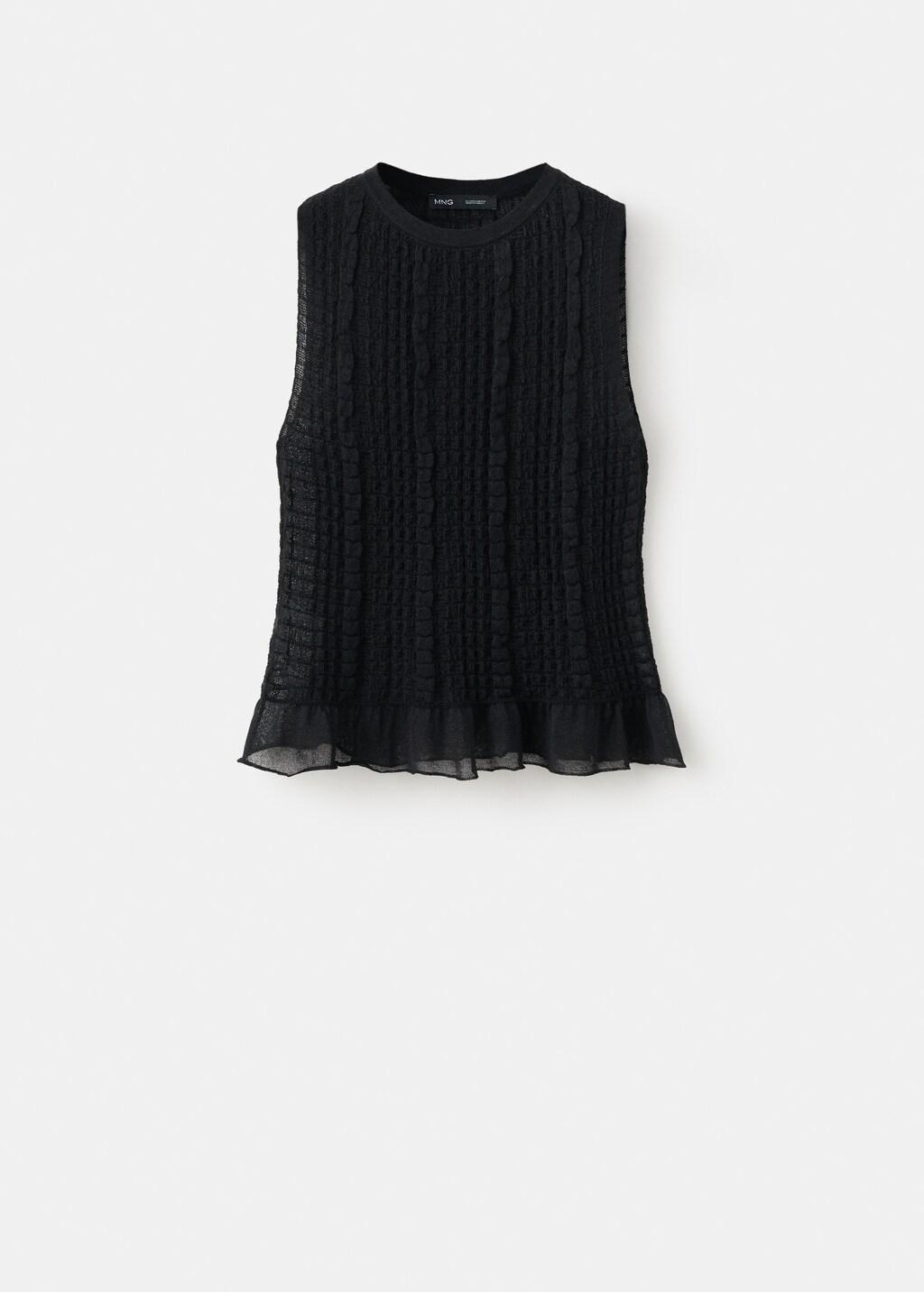 BLACK Semi-transparent ruched top, Black, large image number 7