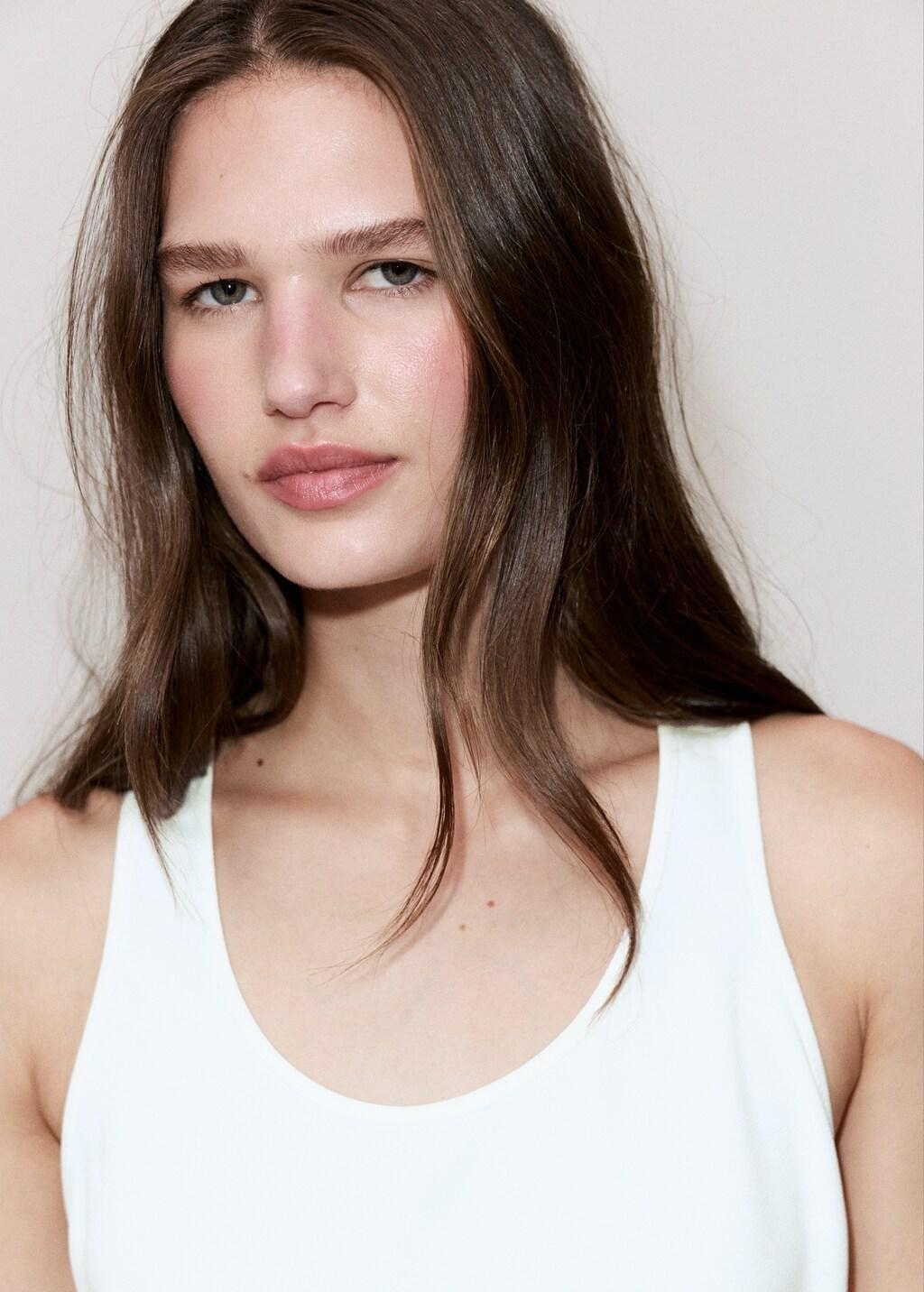 NATURAL WHITE Round neck crop top, Natural White, large image number 4