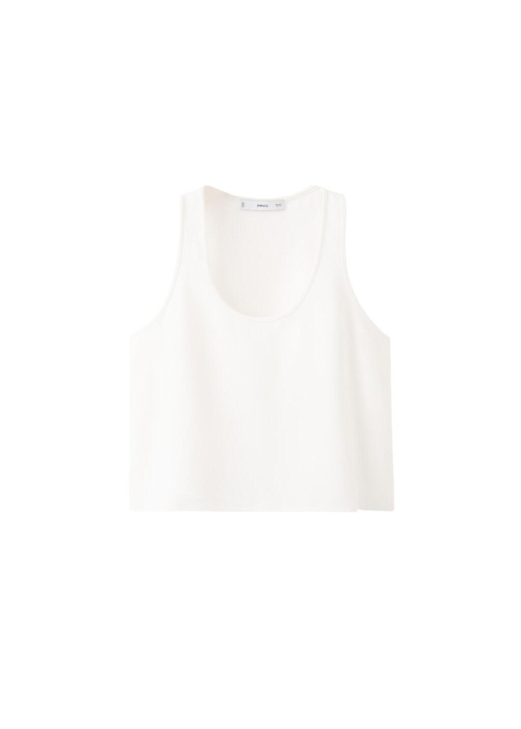NATURAL WHITE Round neck crop top, Natural White, large image number 6