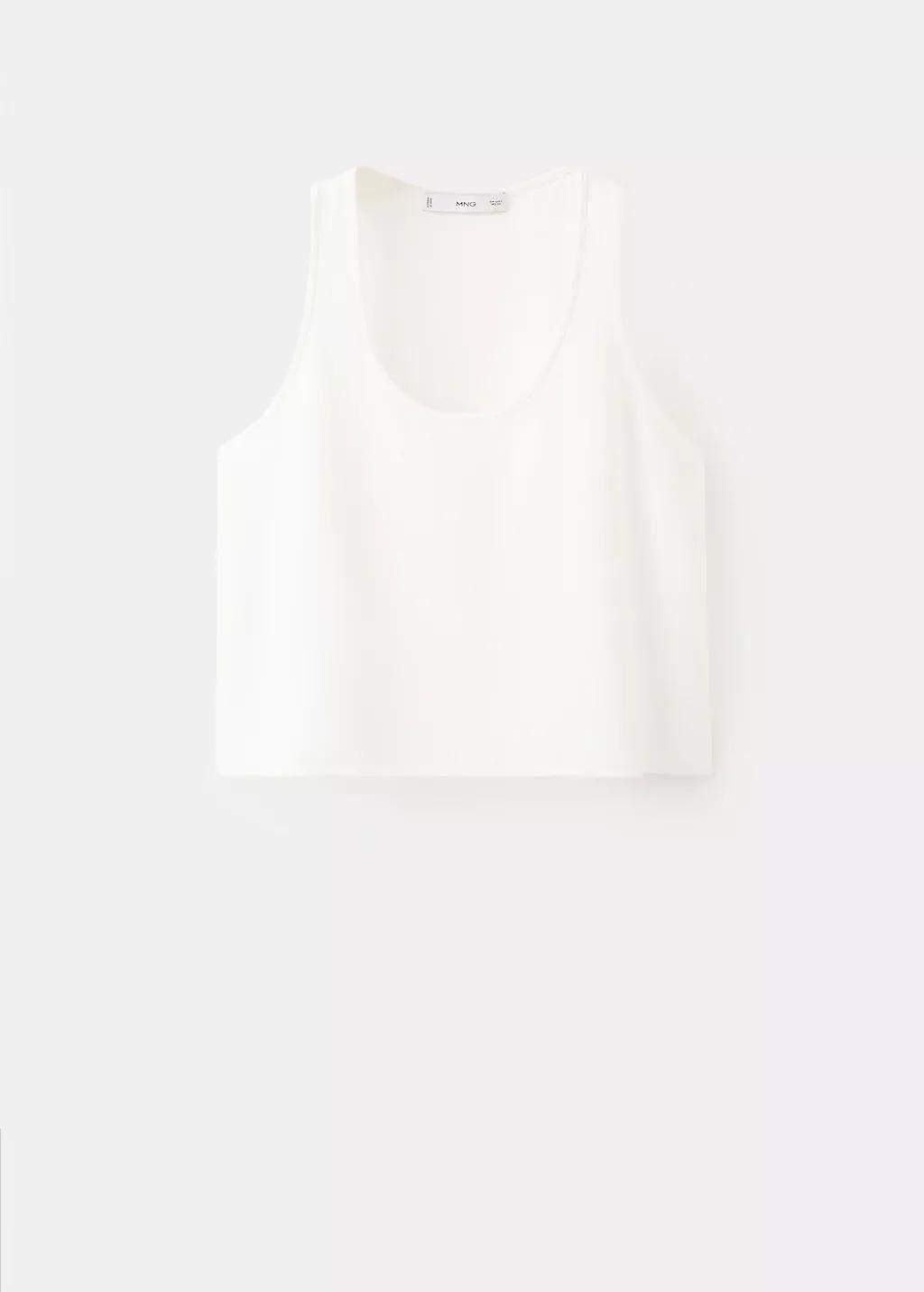 NATURAL WHITE Round neck crop top, Natural White, large image number 7