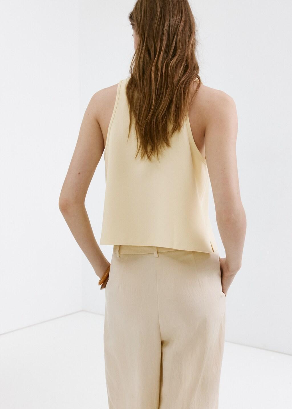 YELLOW Round neck crop top, Yellow, large image number 2