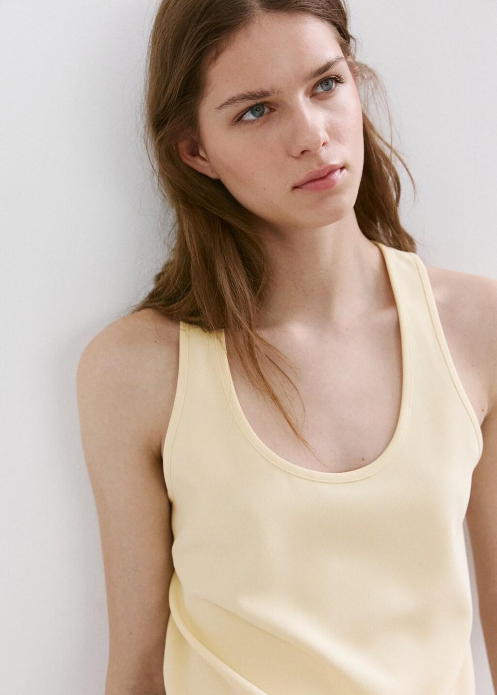 YELLOW Round neck crop top, Yellow, large image number 3