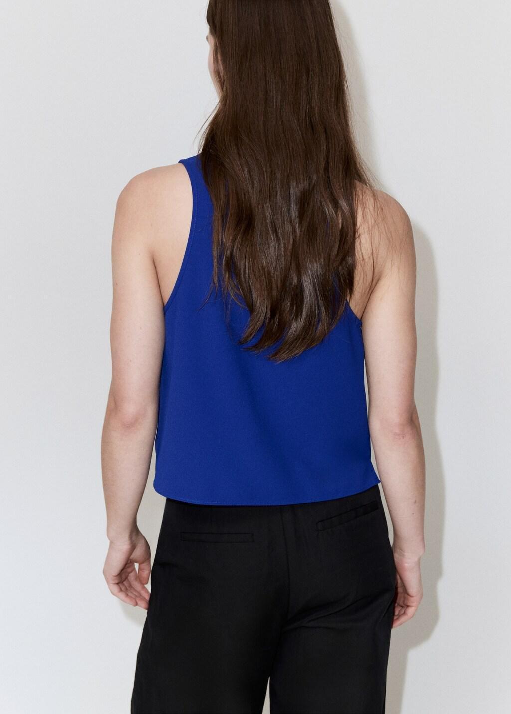 Blue Round Neck Crop Top, Medium Blue, large image number 2