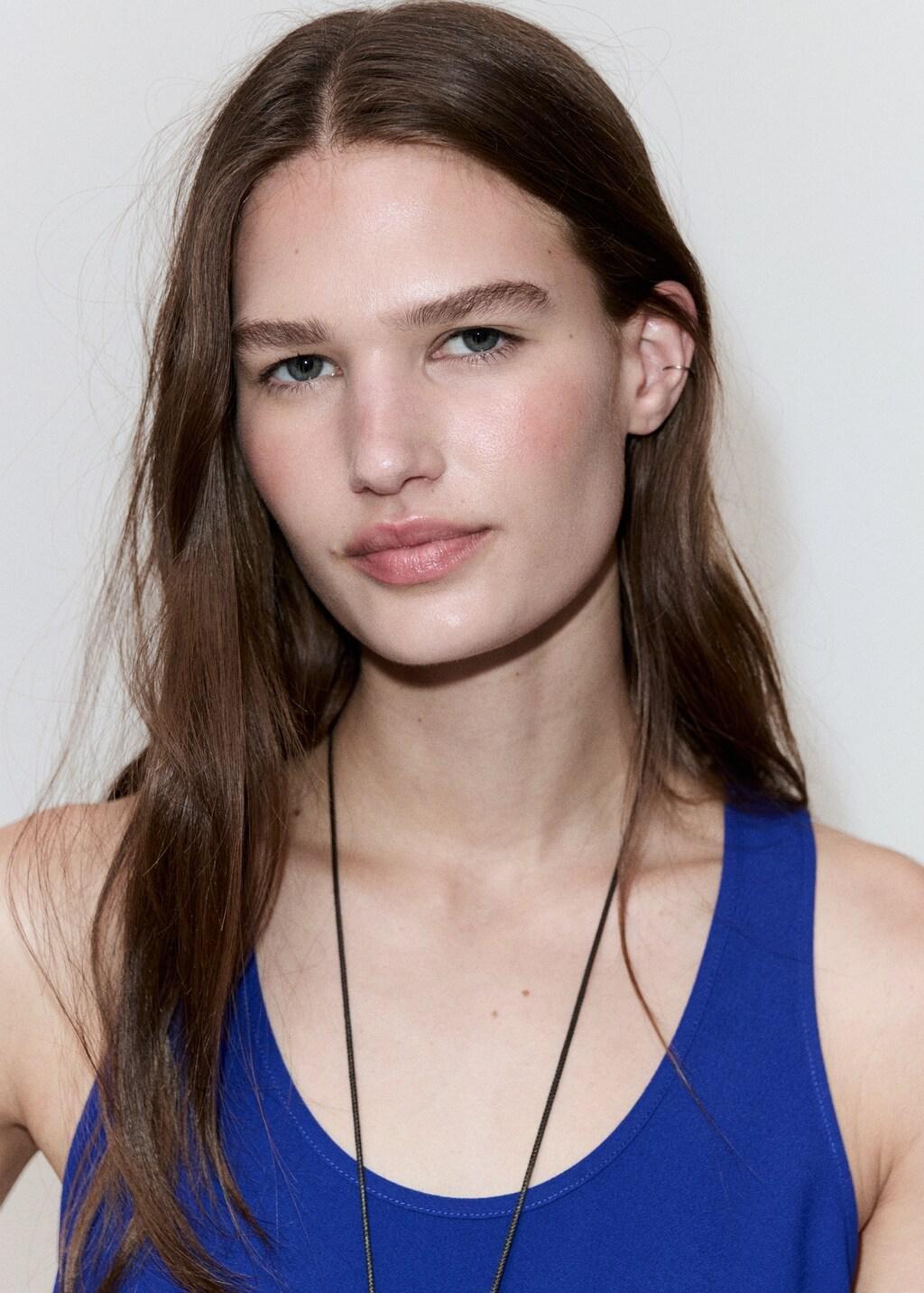 Blue Round Neck Crop Top, Medium Blue, large image number 4