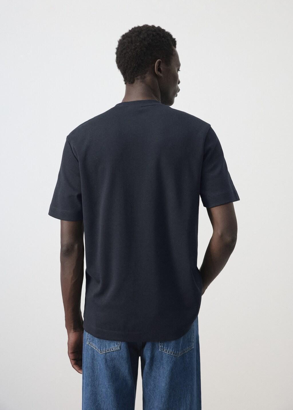 Blue 100% Cotton T-Shirt With Patch Detail, Navy, large image number 2