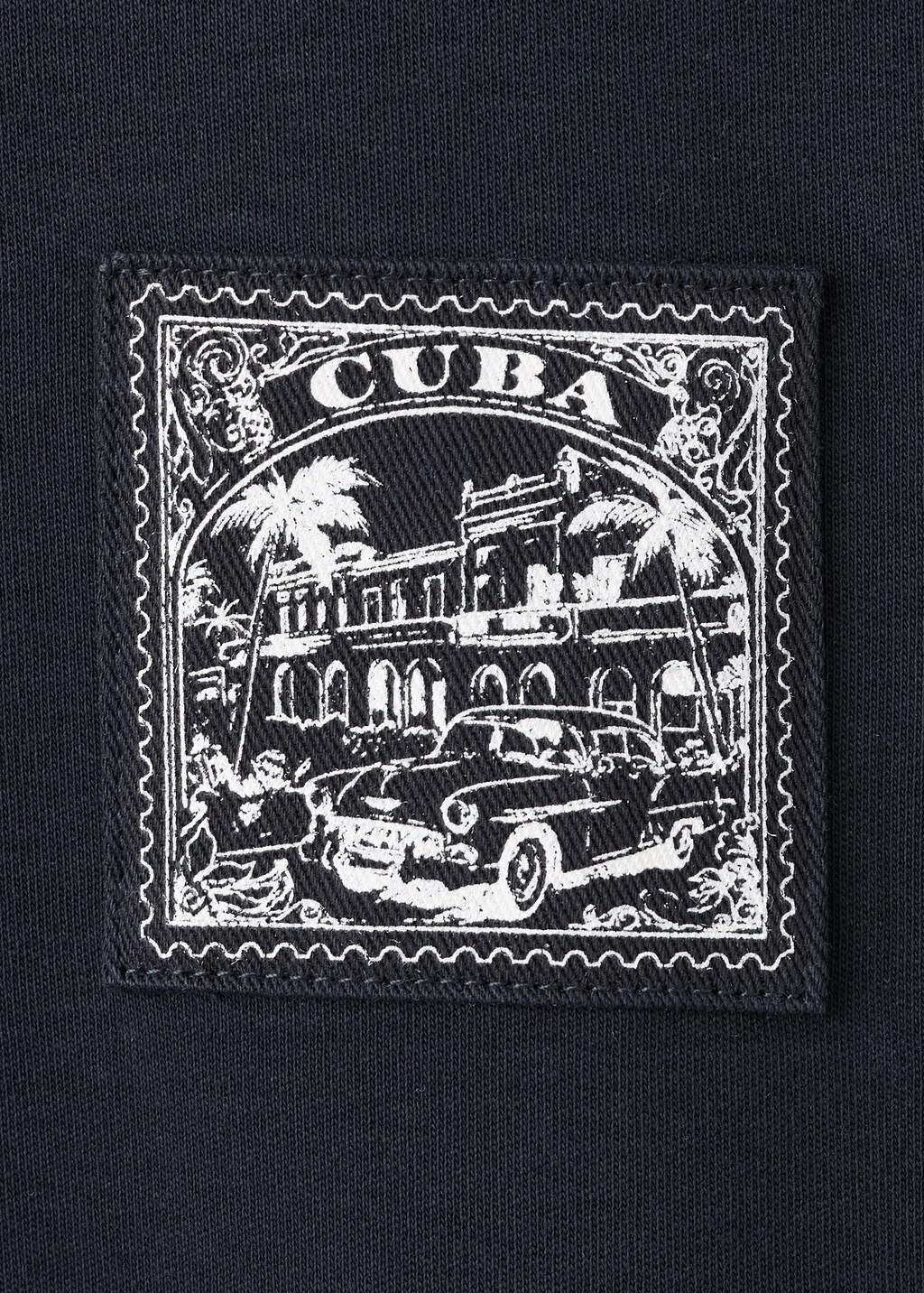 Blue 100% Cotton T-Shirt With Patch Detail, Navy, large image number 5