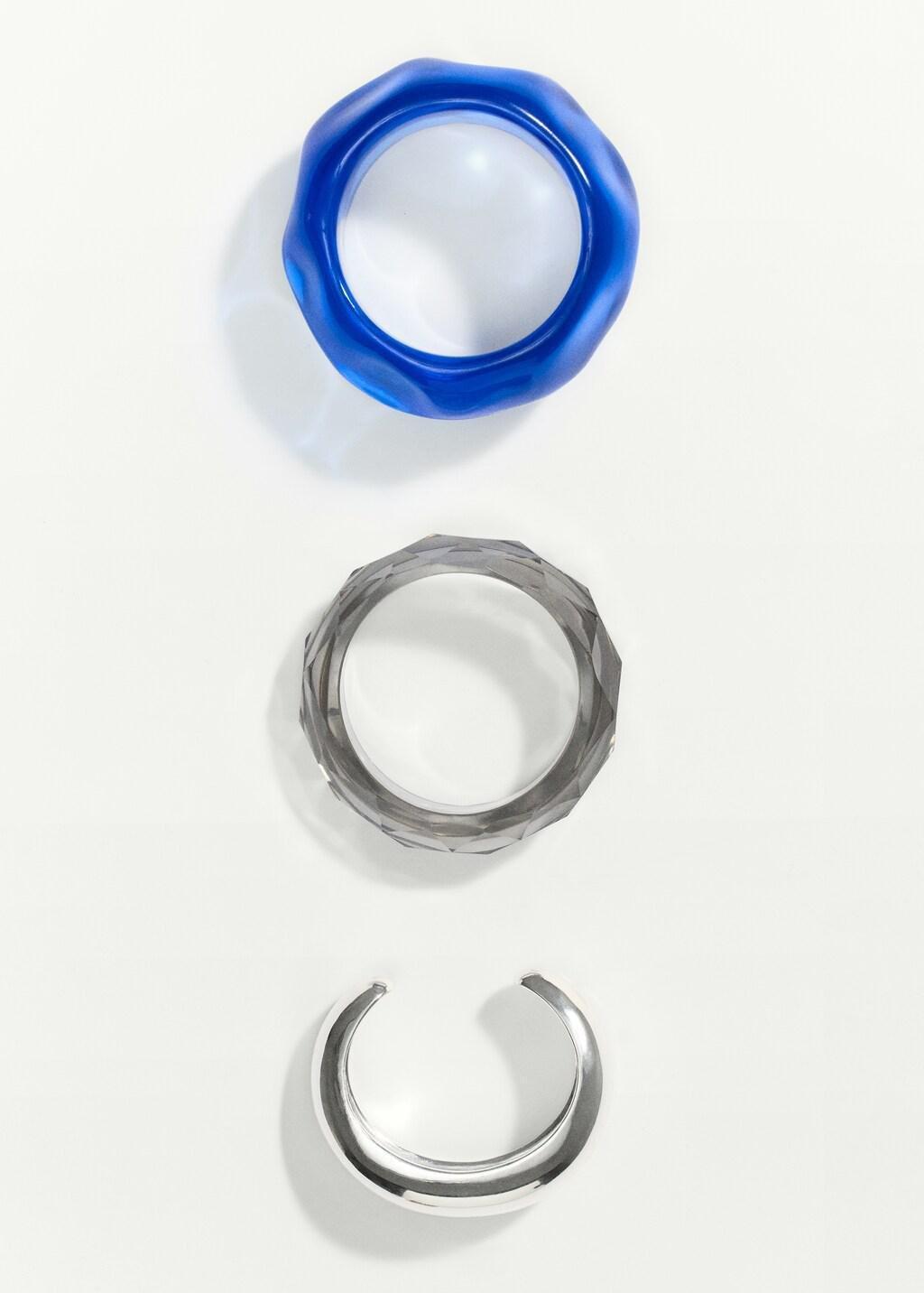 Silver Pack Of 3 Mixed Texture Bracelets, Silver, large image number 5