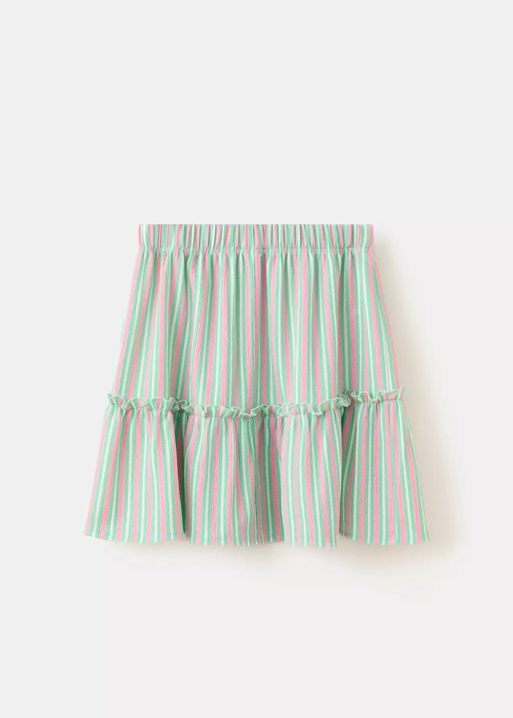 Pink Striped Flounce Skirt, Kids Girl, Pink, large image number 1