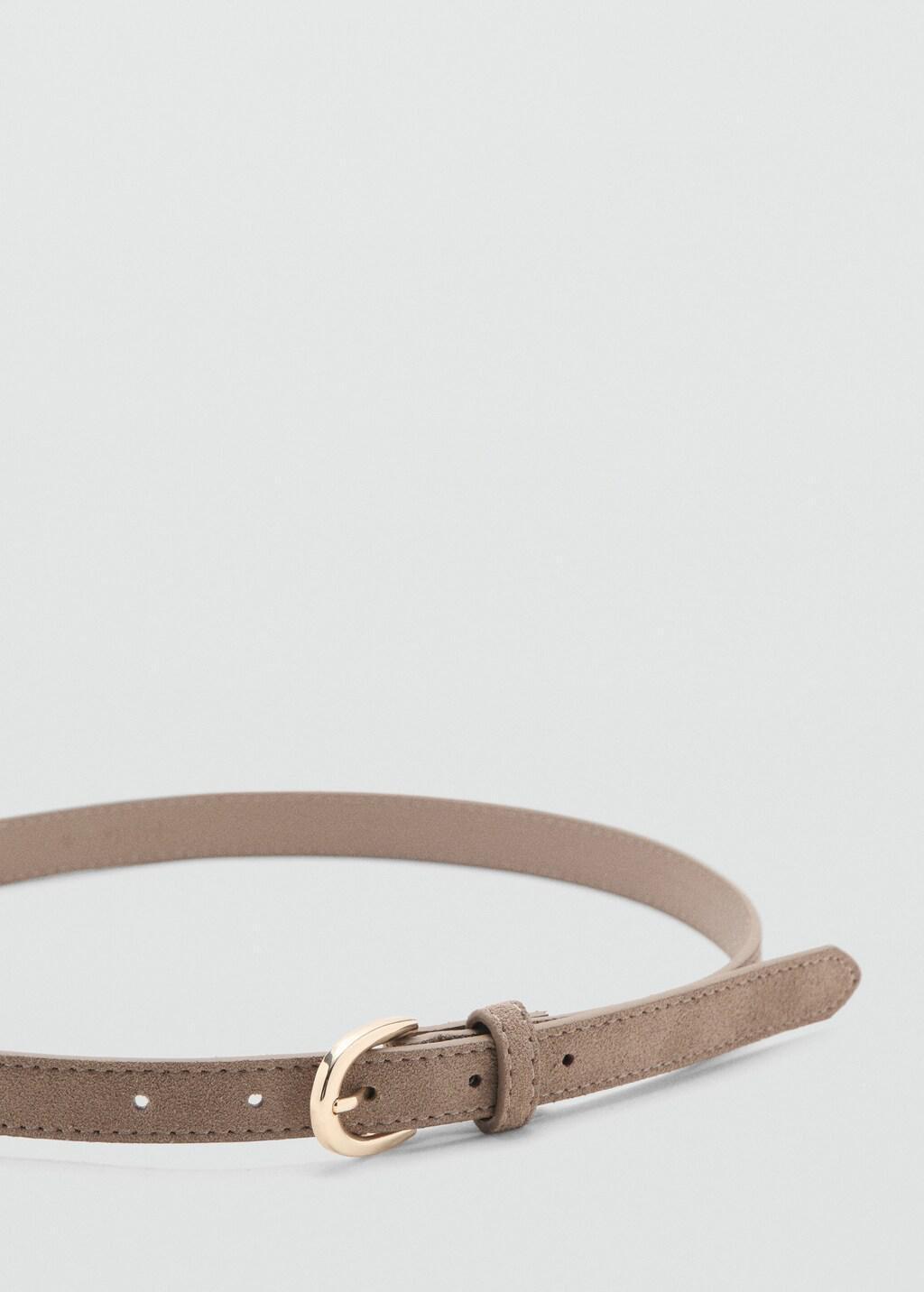 Brown Suede Leather Belt, Medium Brown, large image number 0