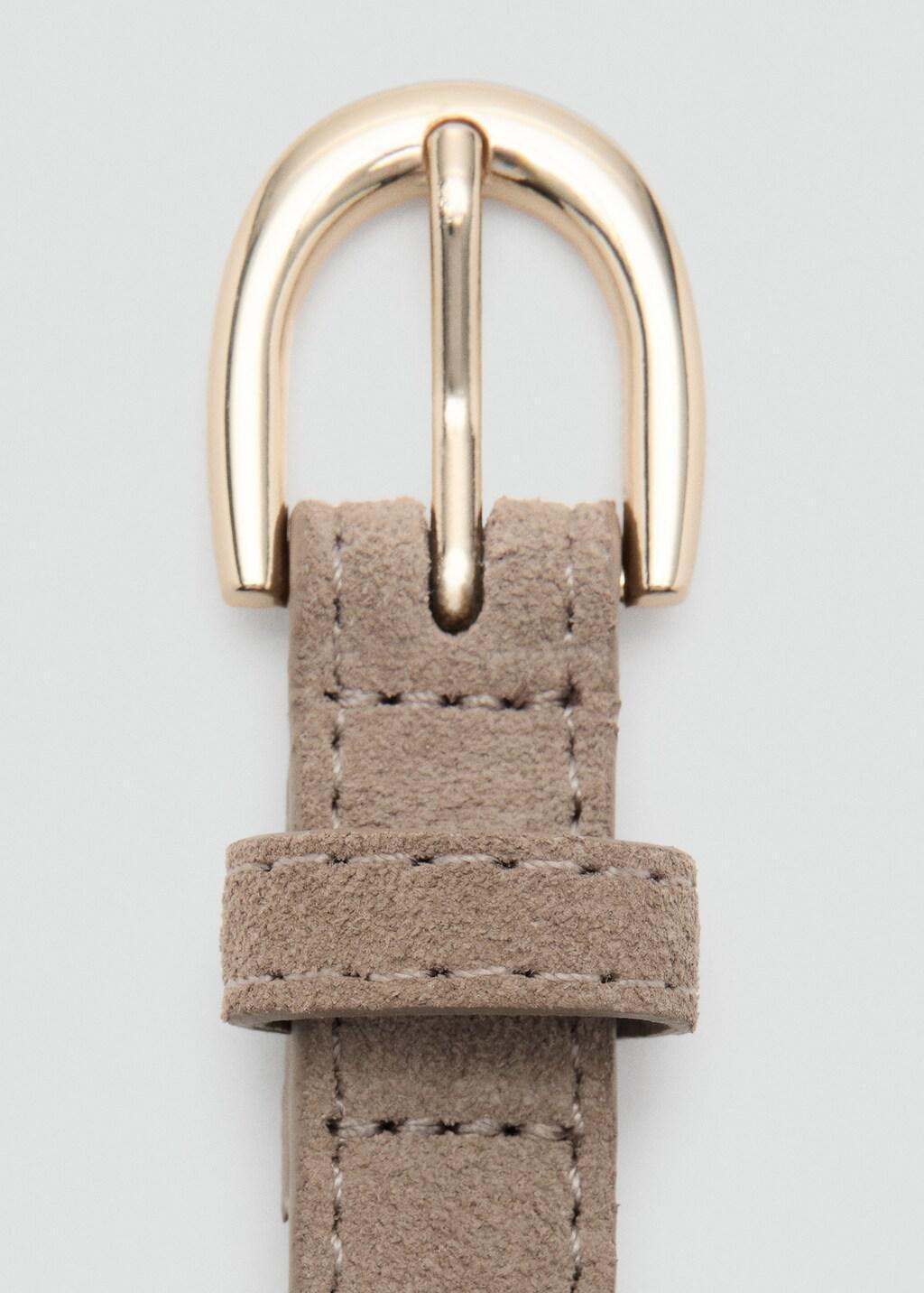 Brown Suede Leather Belt, Medium Brown, large image number 1