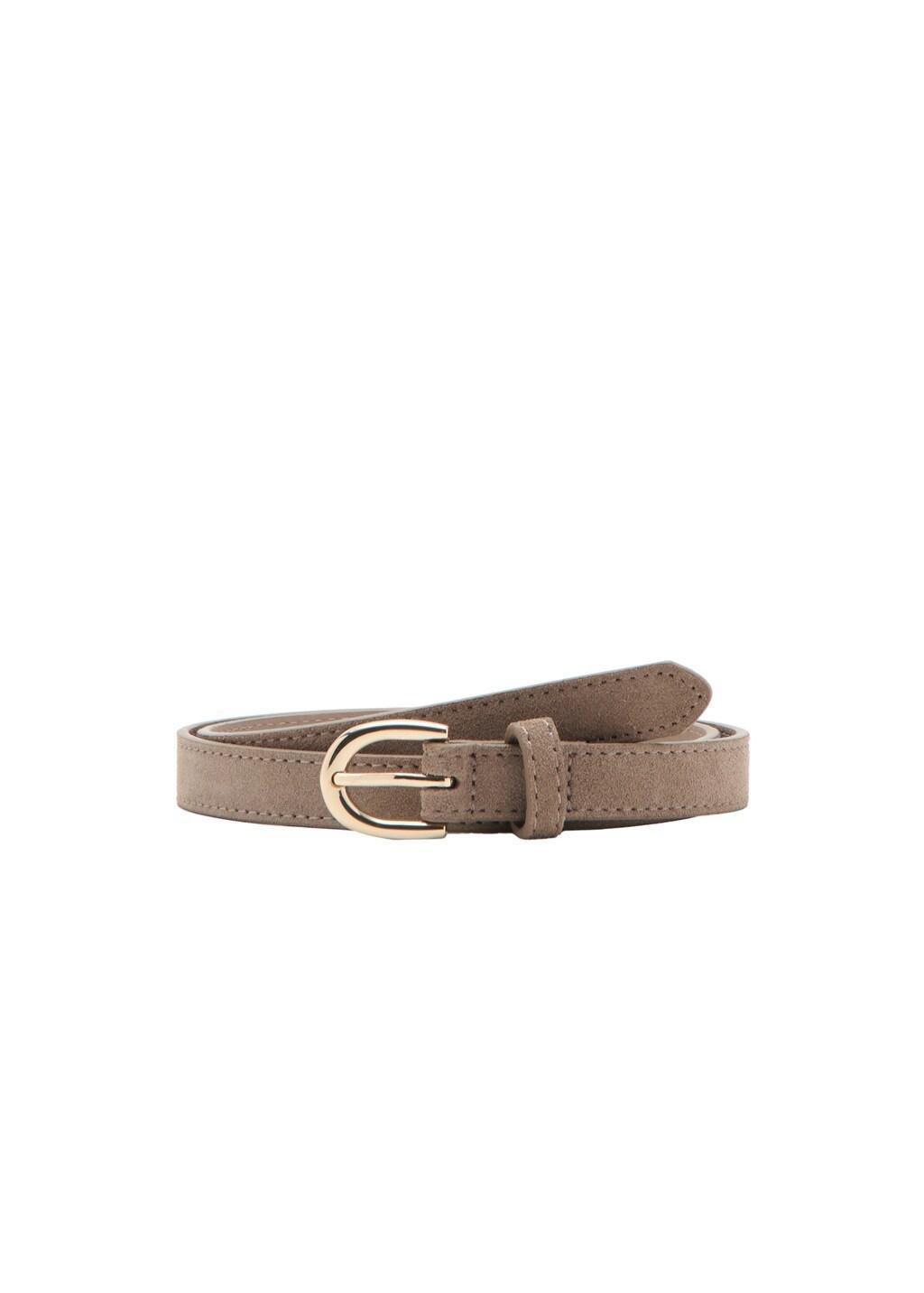 Brown Suede Leather Belt, Medium Brown, large image number 2