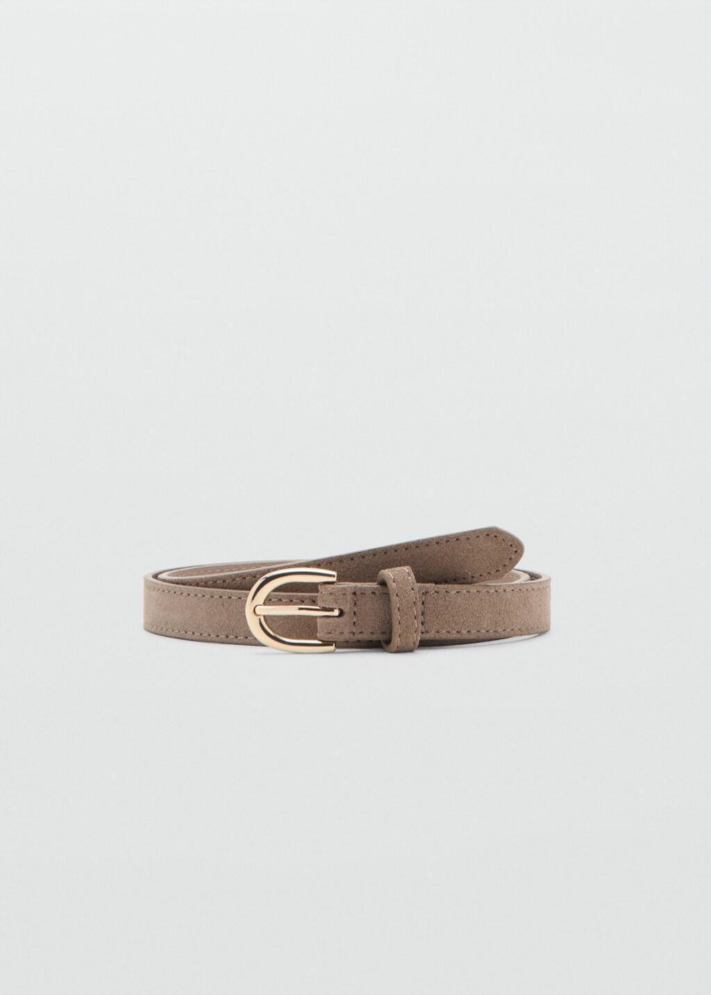 Brown Suede Leather Belt, Medium Brown, large image number 3