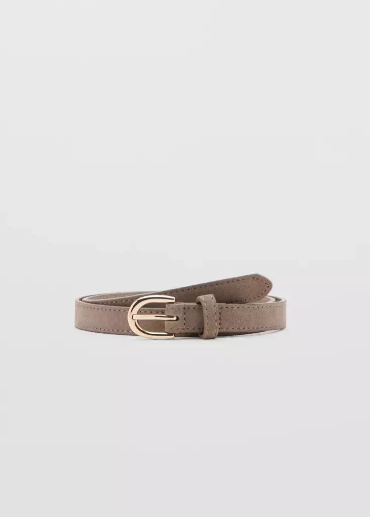 Brown Suede Leather Belt, Medium Brown, large image number 4