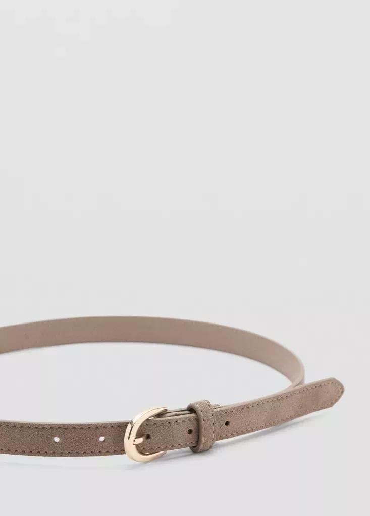 Brown Suede Leather Belt, Medium Brown, large image number 5