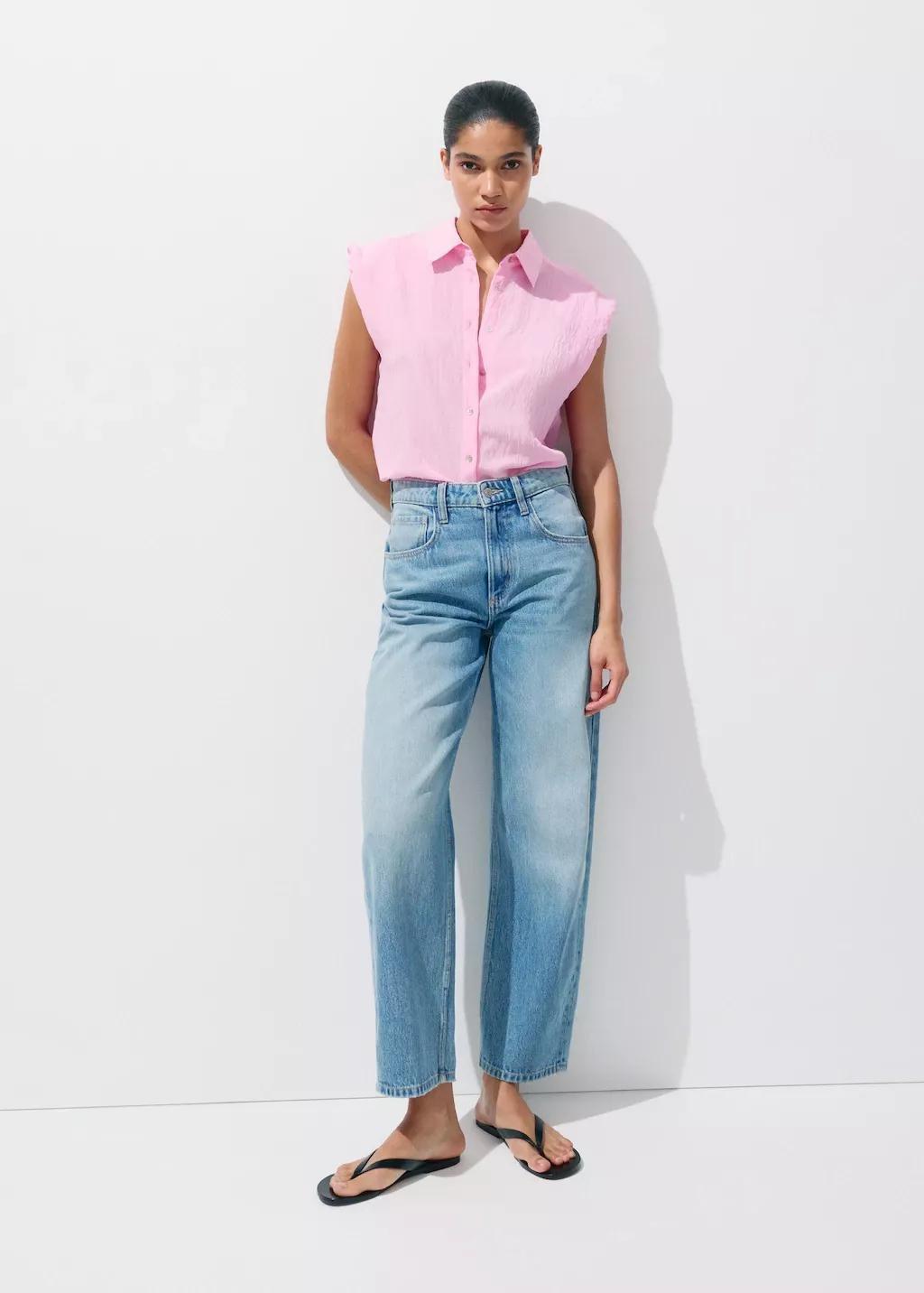 Pink Embroidery Striped Shirt, Pink, large image number 0