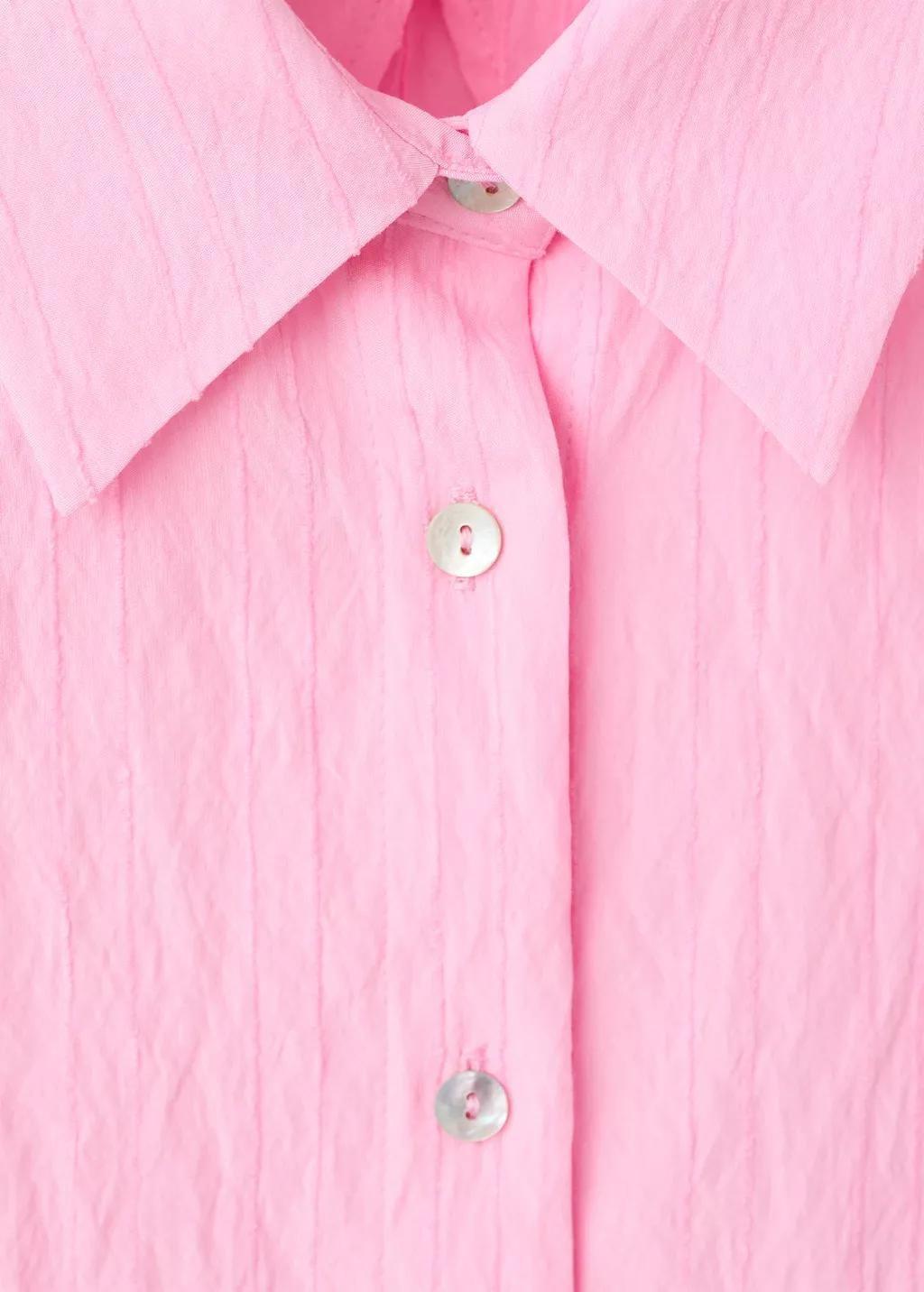 Pink Embroidery Striped Shirt, Pink, medium