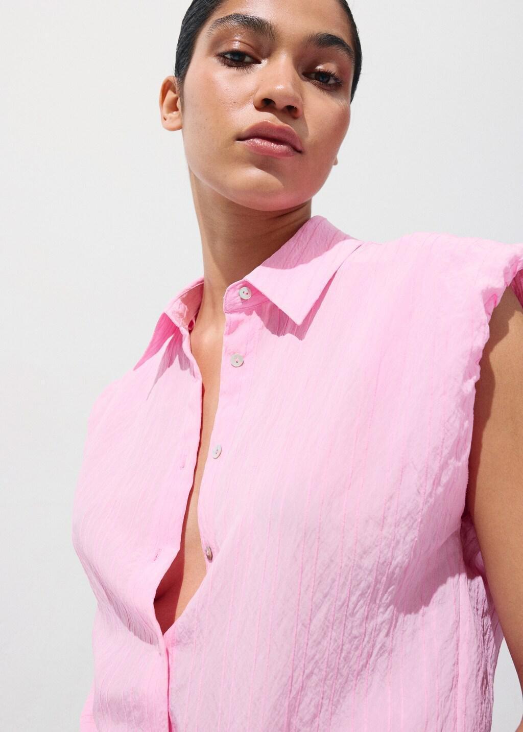 Pink Embroidery Striped Shirt, Pink, large image number 3