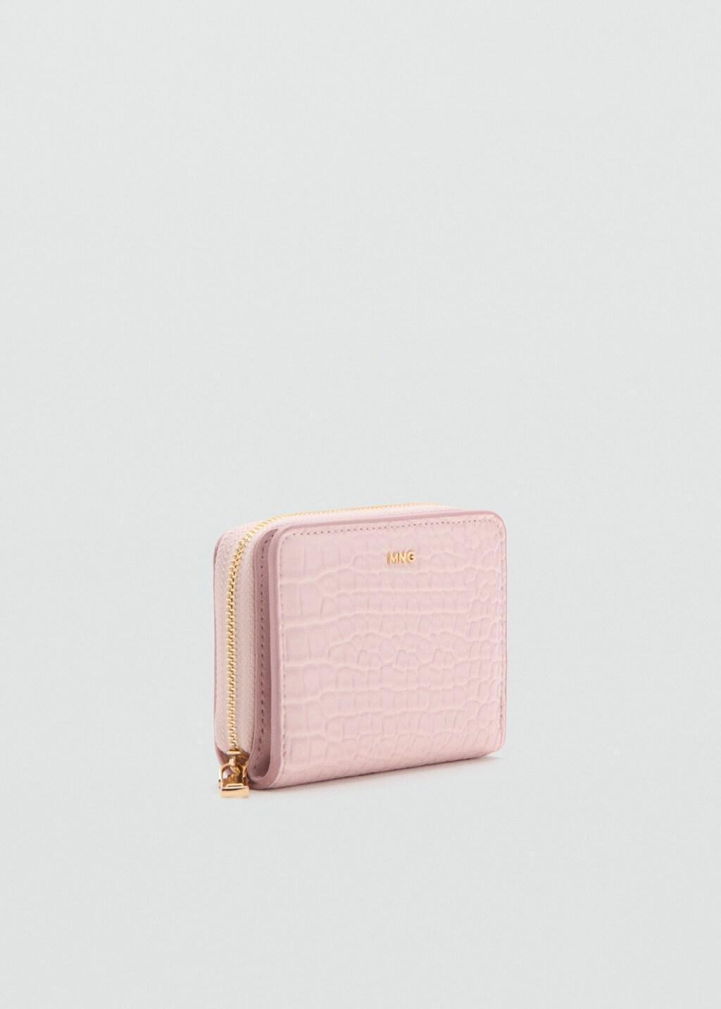 Pink Lt Pastel Small Wallet With Croc Effect, Light-Pastel Pink, large image number 0