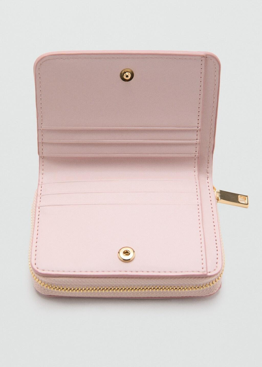 Pink Lt Pastel Small Wallet With Croc Effect, Light-Pastel Pink, large image number 1