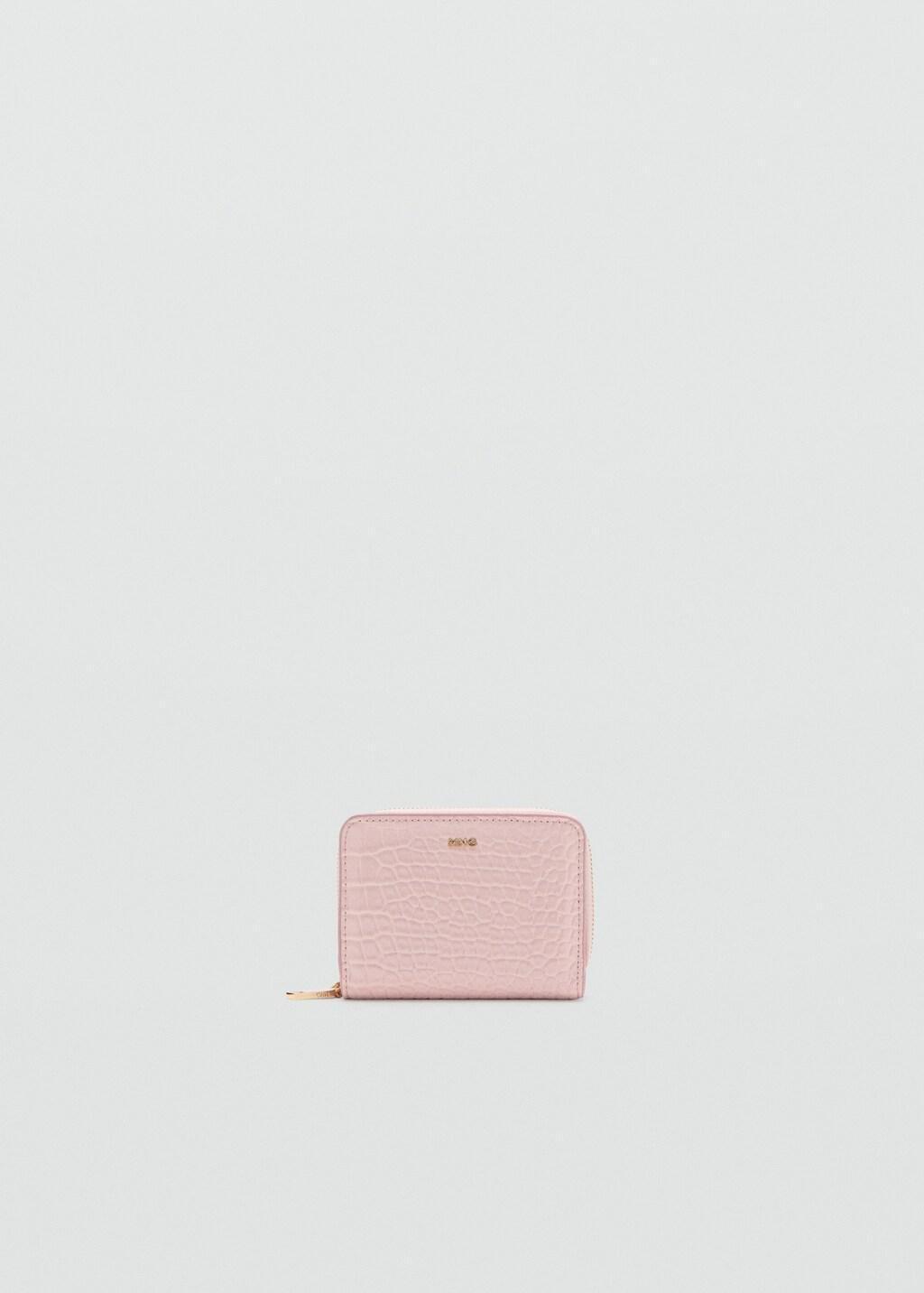 Pink Lt Pastel Small Wallet With Croc Effect, Light-Pastel Pink, large image number 3