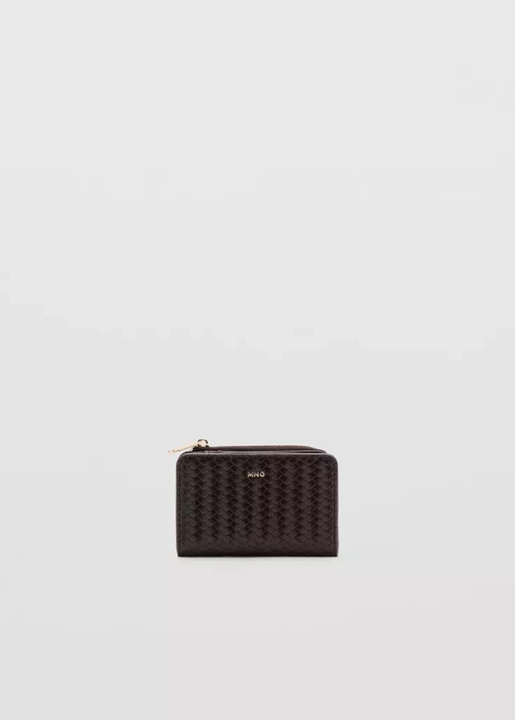 Brown Small Braided Wallet, Dark Brown, medium