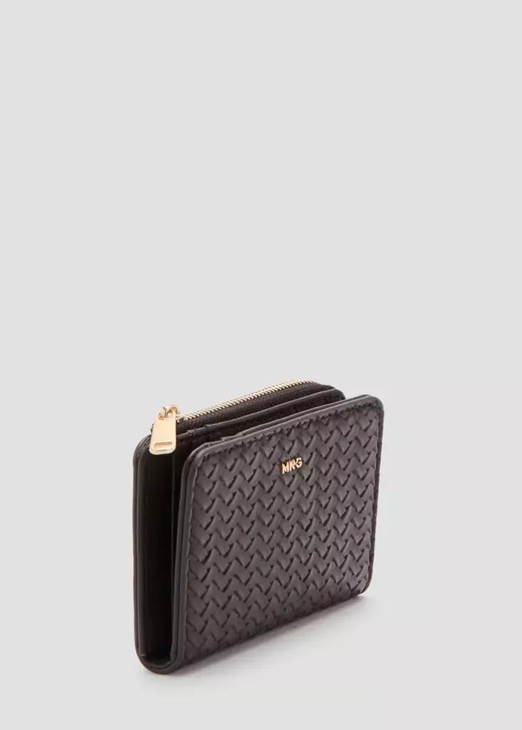 Brown Small Braided Wallet, Dark Brown, medium