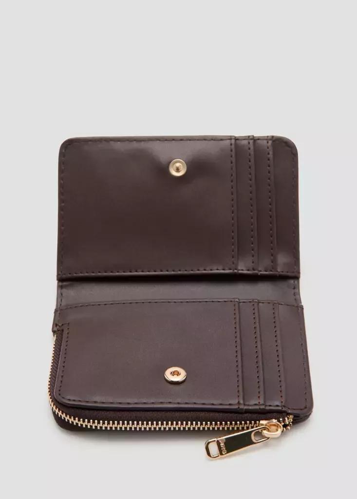 Brown Small Braided Wallet, Dark Brown, medium
