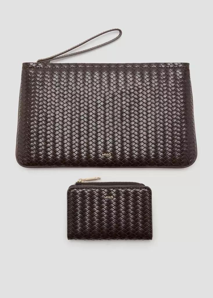Brown Small Braided Wallet, Dark Brown, large image number 3