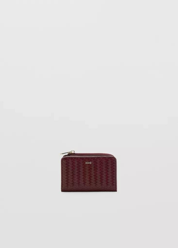 Red Small Braided Wallet, Dark Red, large image number 0