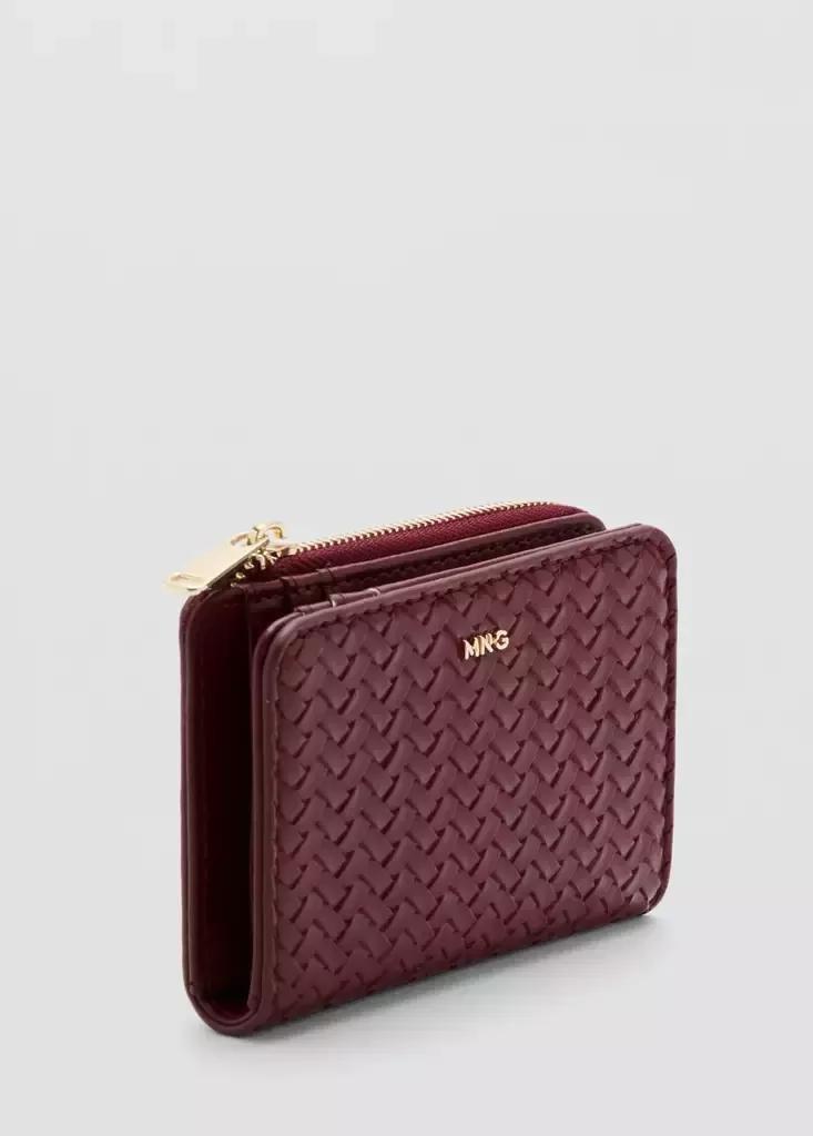 Red Small Braided Wallet, Dark Red, medium