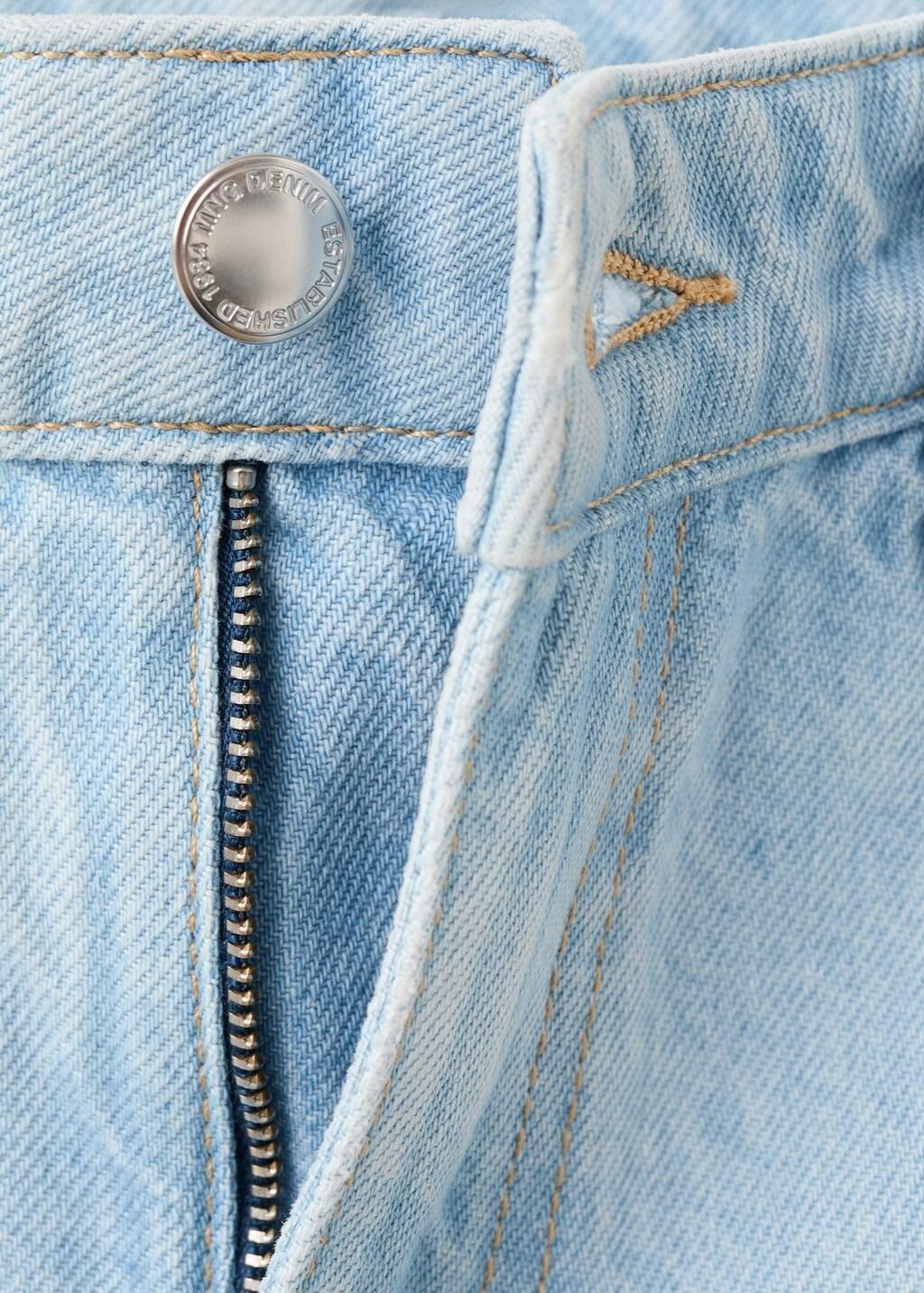 Blue High-Waist Straight-Fit Denim Shorts, Open Blue, medium