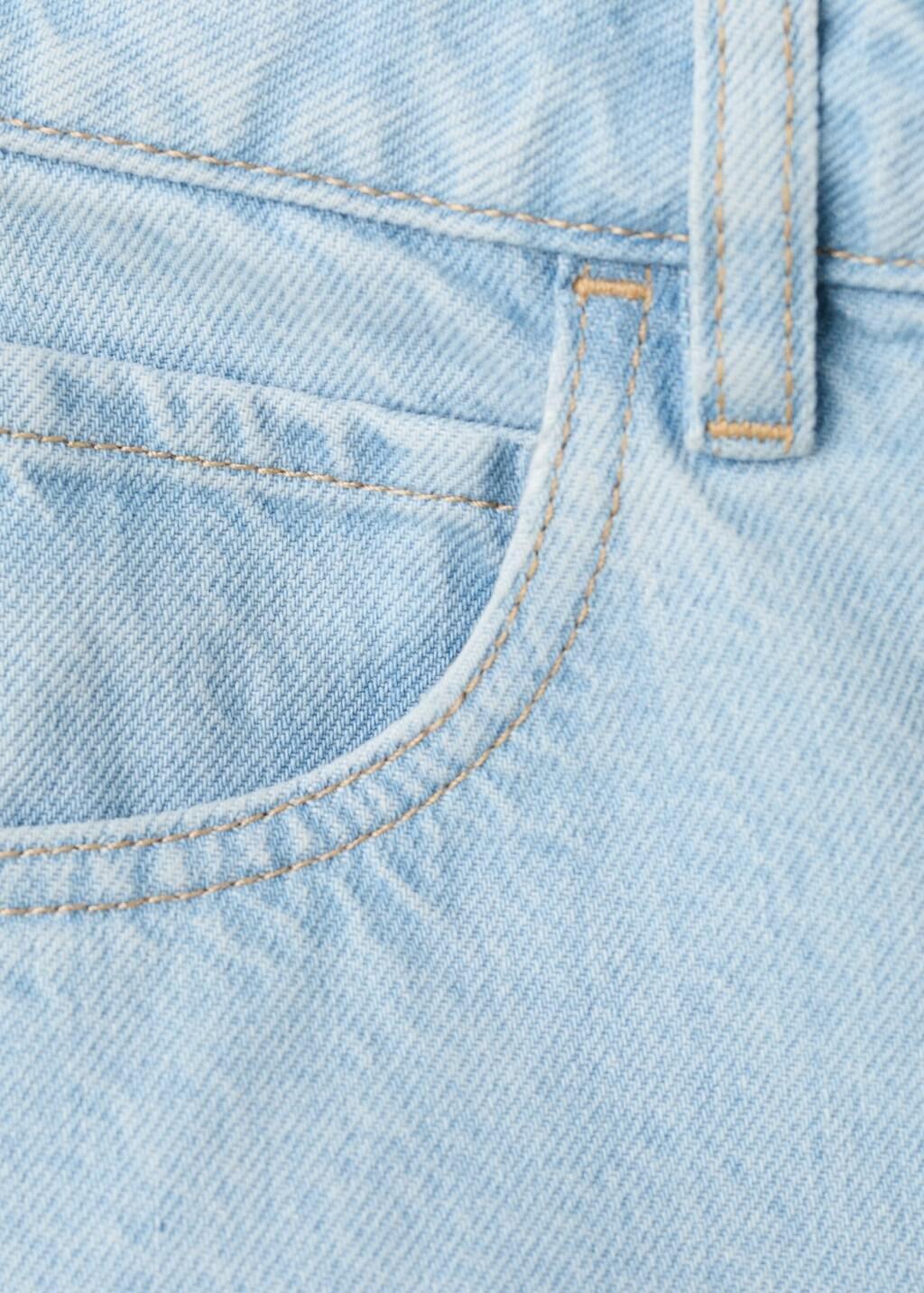 Blue High-Waist Straight-Fit Denim Shorts, Open Blue, large image number 4