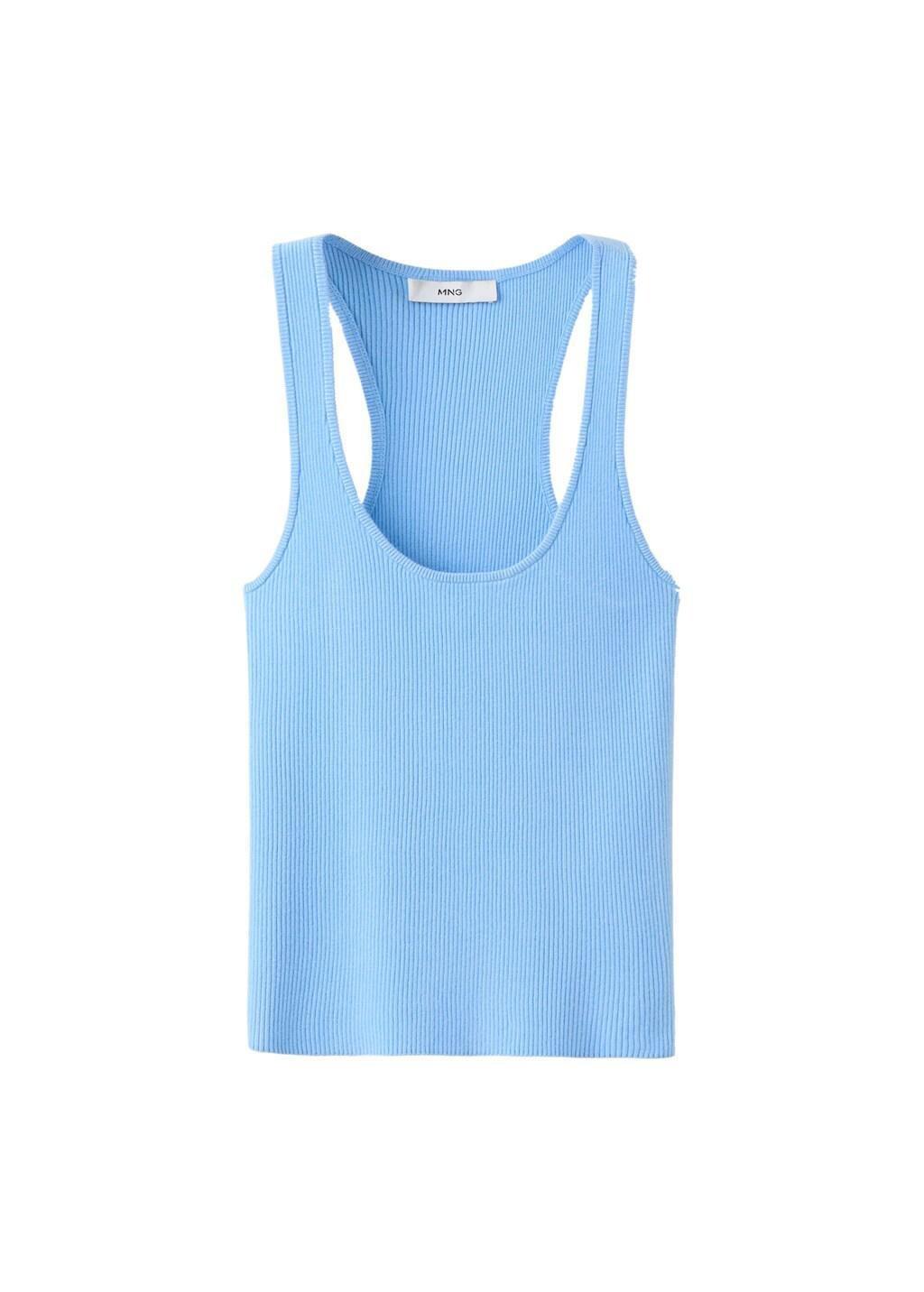 Blue Lt Pastel Fitted Ribbed Top, Light-Pastel Blue, large image number 3