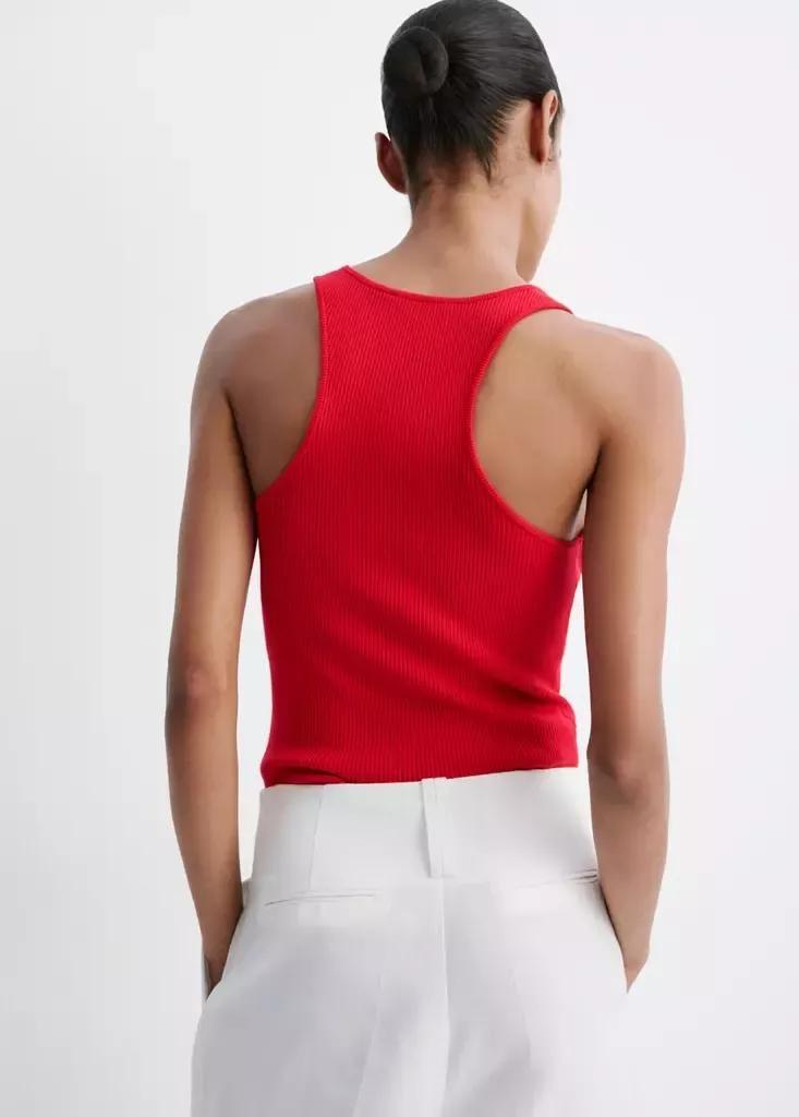 Red Fitted Ribbed Top, Red, large image number 2