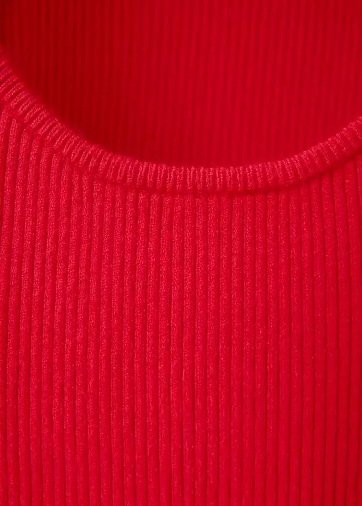 Red Fitted Ribbed Top, Red, large image number 6