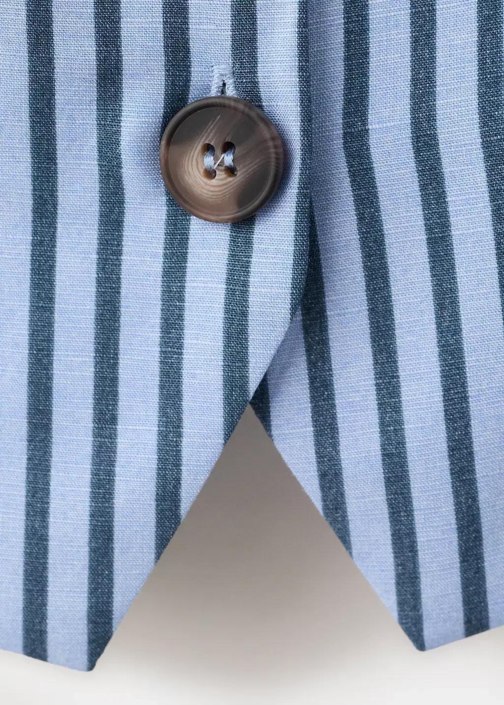 Blue Striped Button Waistcoat, Light-Pastel Blue, large image number 1