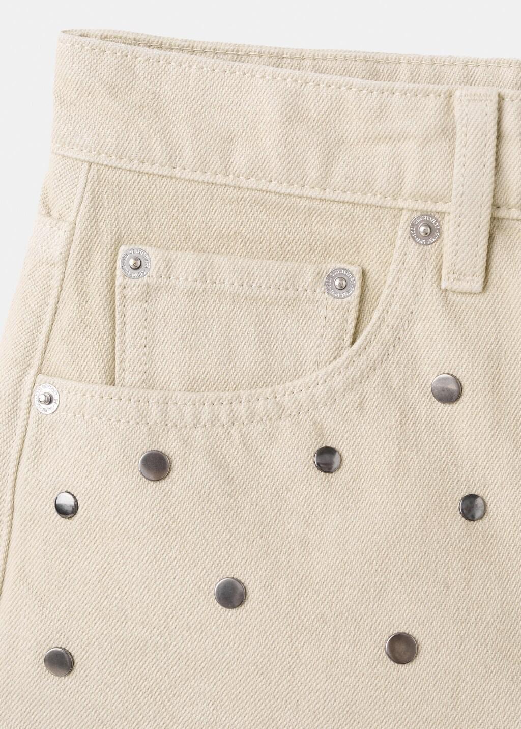 BROWN Studded denim shorts, Light Pastel Brown, large image number 1