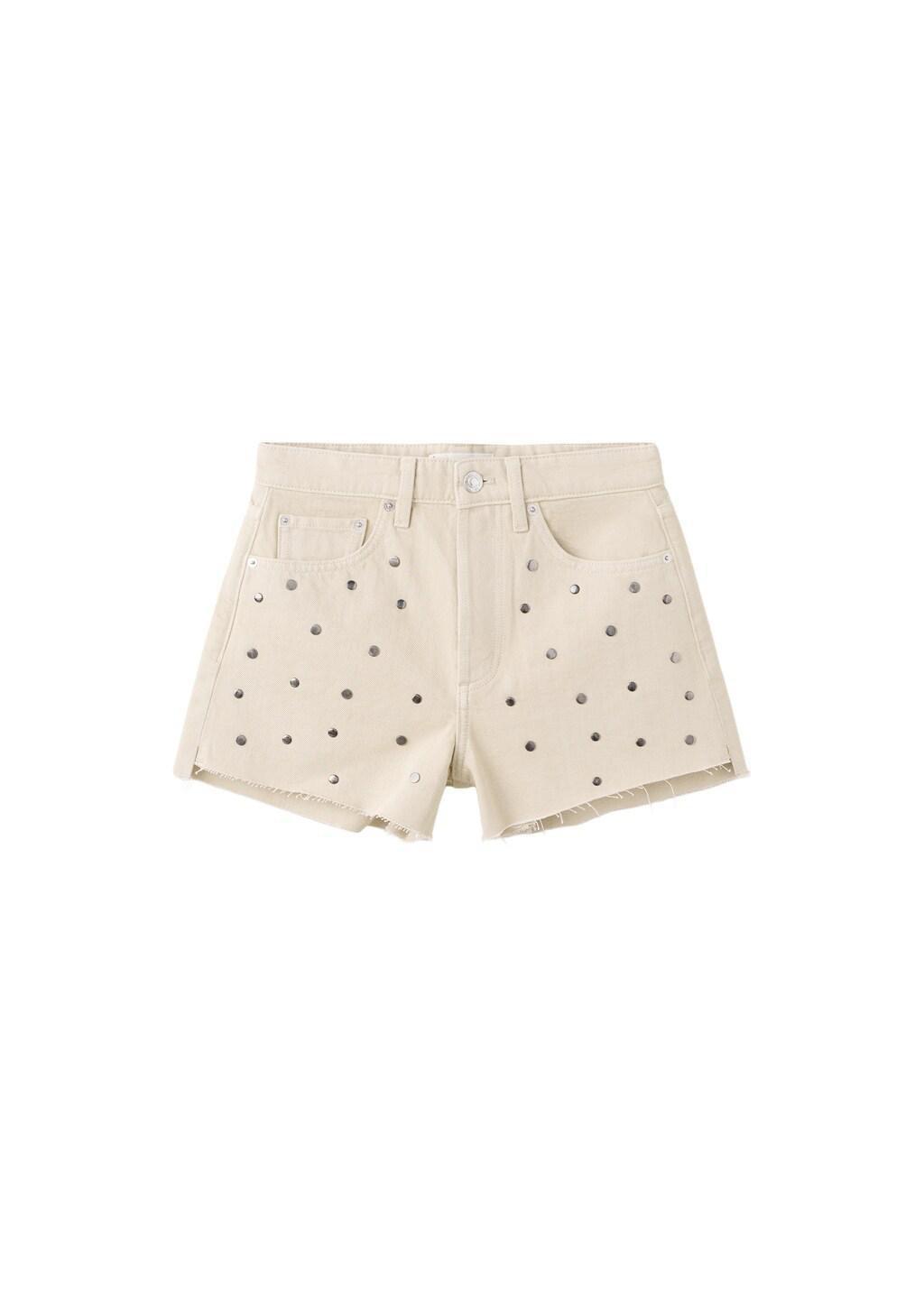 BROWN Studded denim shorts, Light Pastel Brown, large image number 6