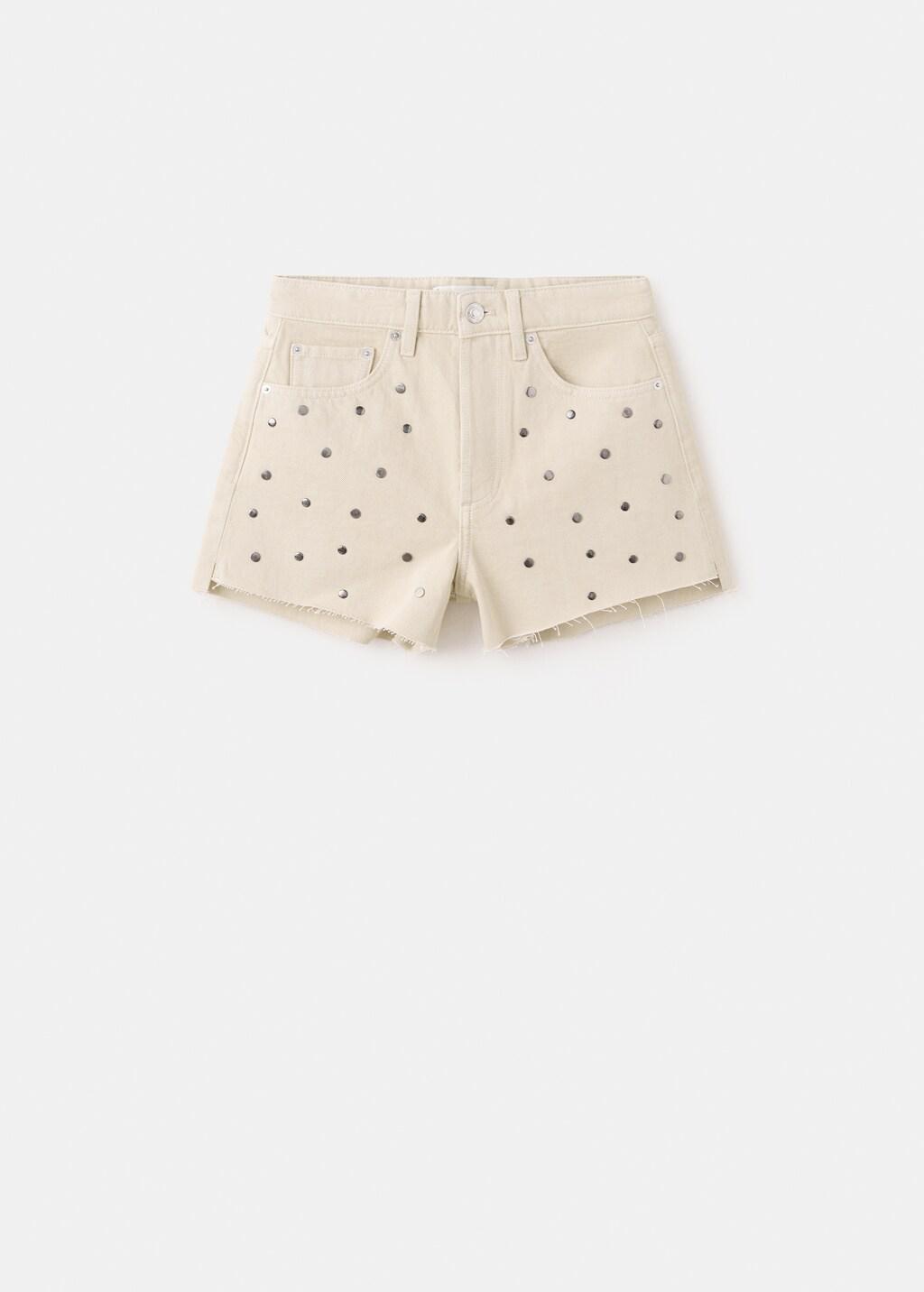 BROWN Studded denim shorts, Light Pastel Brown, large image number 7