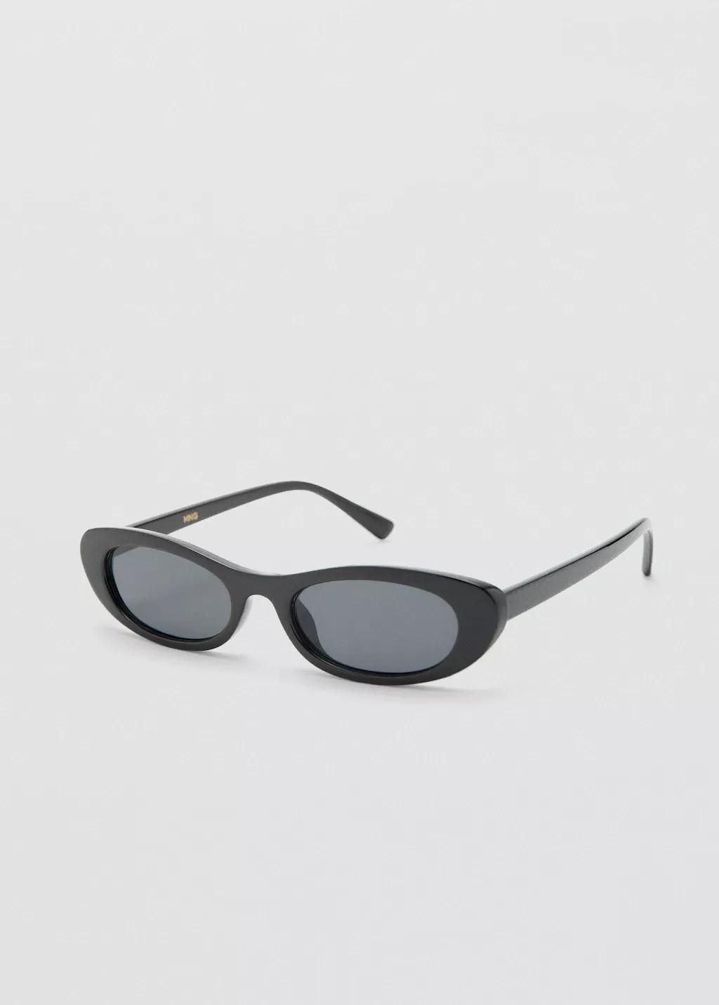Black Oval Acetate Sunglasses, Black, medium