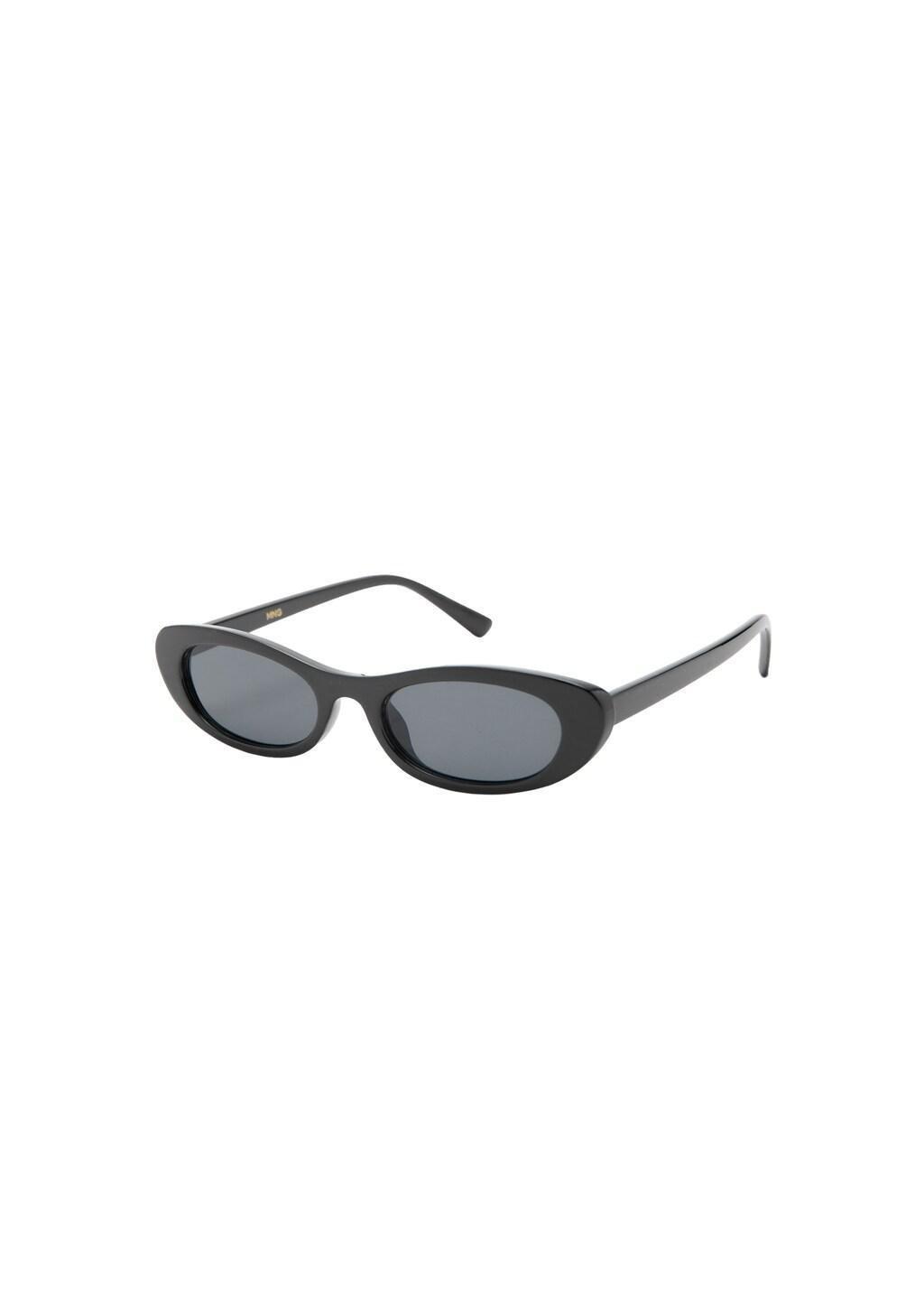 Black Oval Acetate Sunglasses, Black, large image number 2