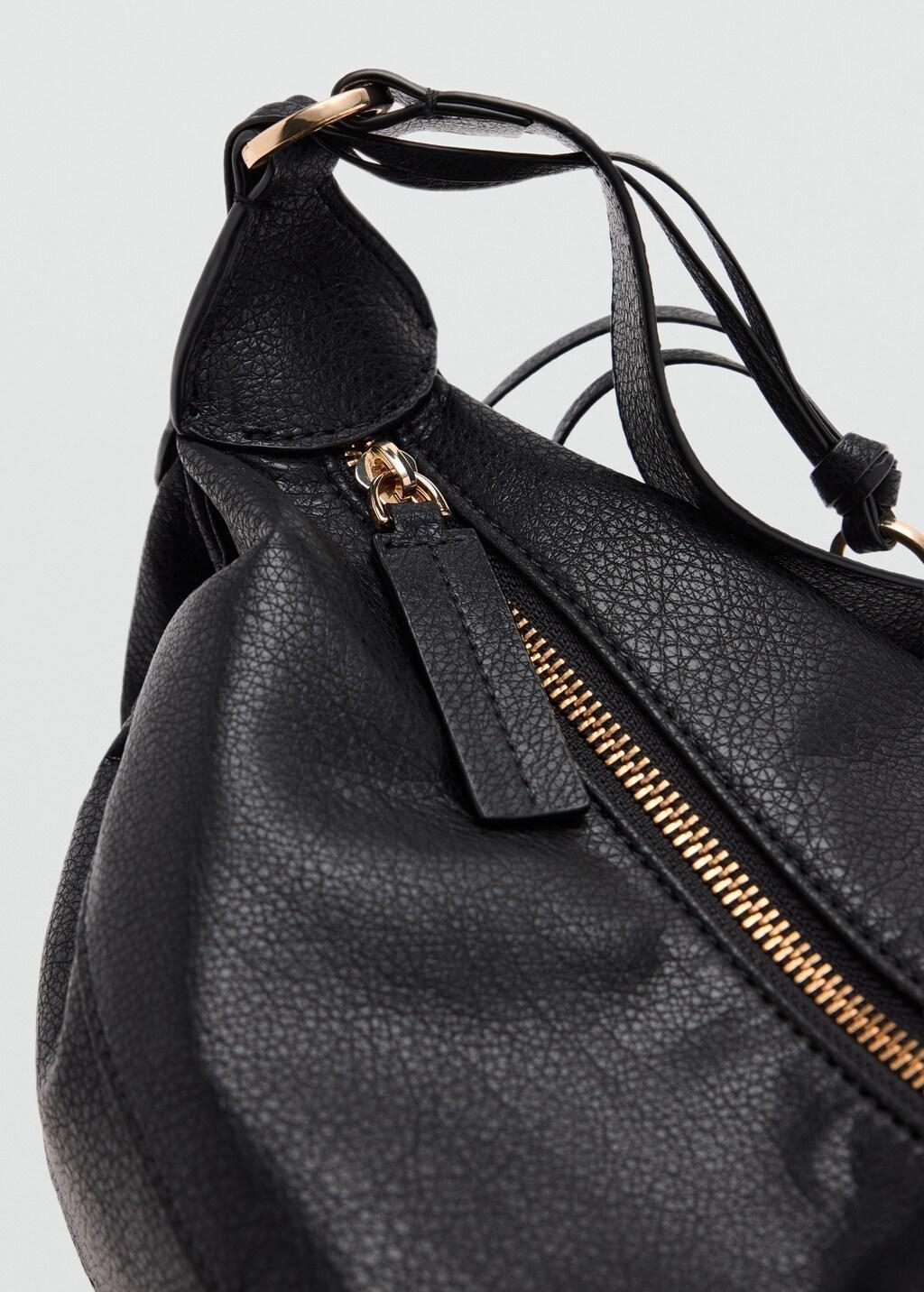 Black Oval Shoulder Bag, Black, medium