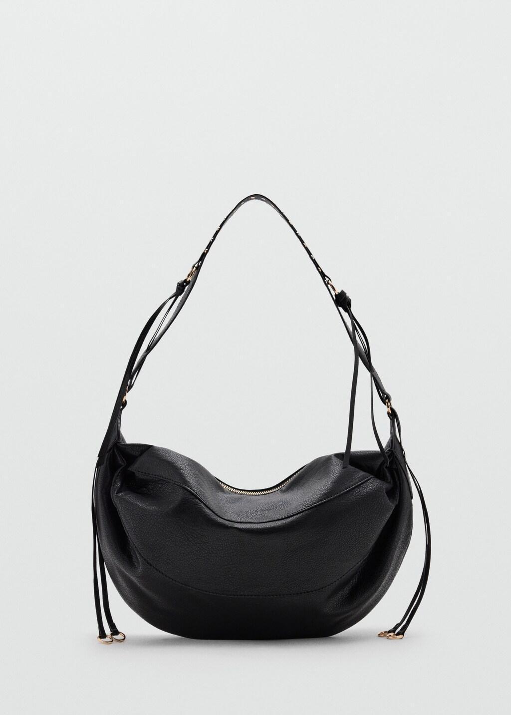 Black Oval Shoulder Bag, Black, large image number 3